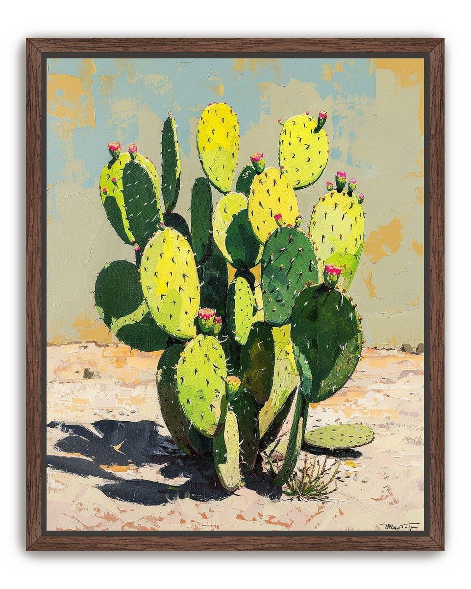 Yellow light on cactus pads