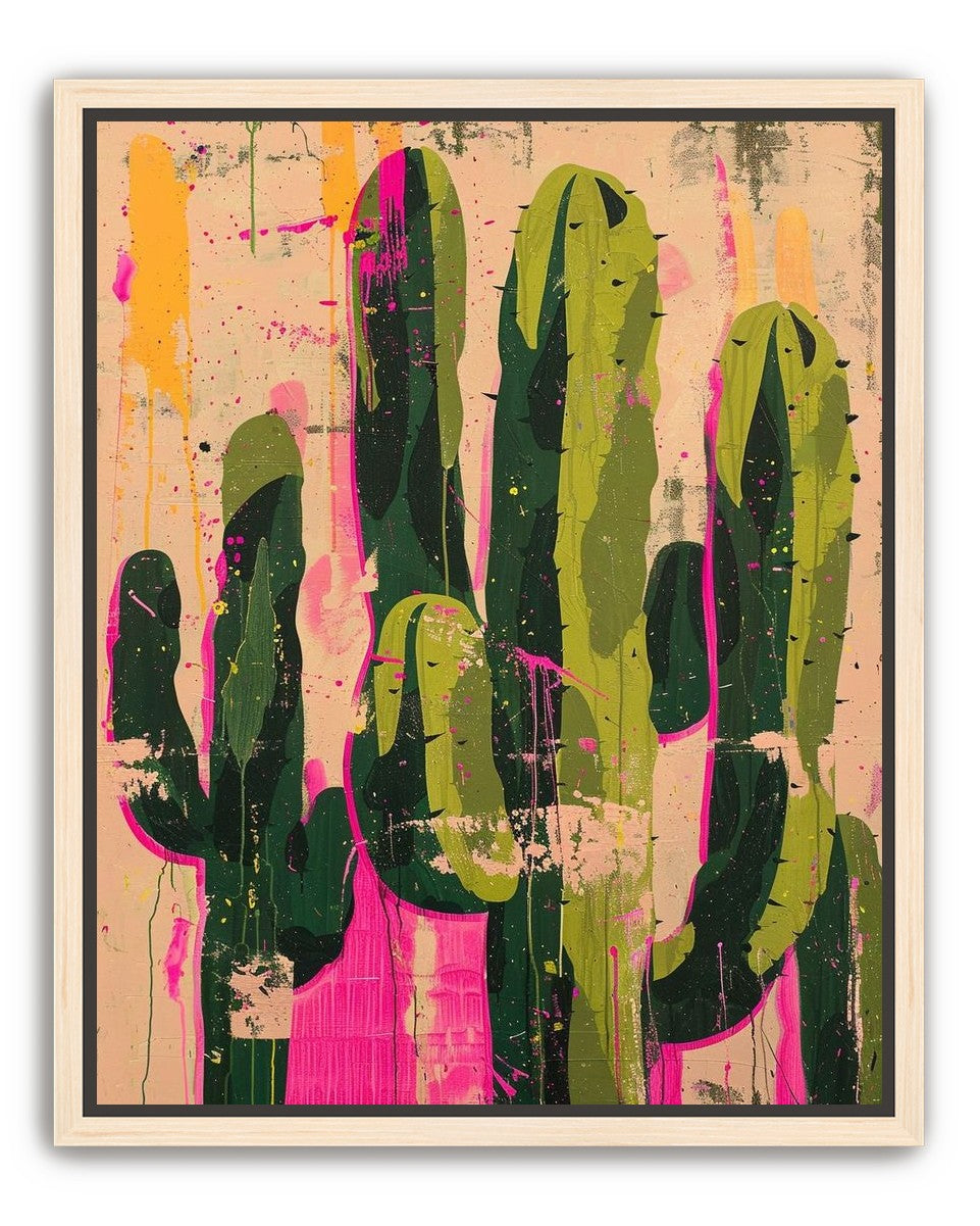 Cacti within pink drips