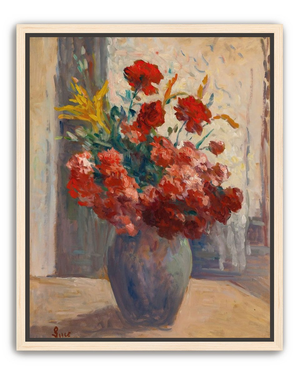 Flowers within a tall vase