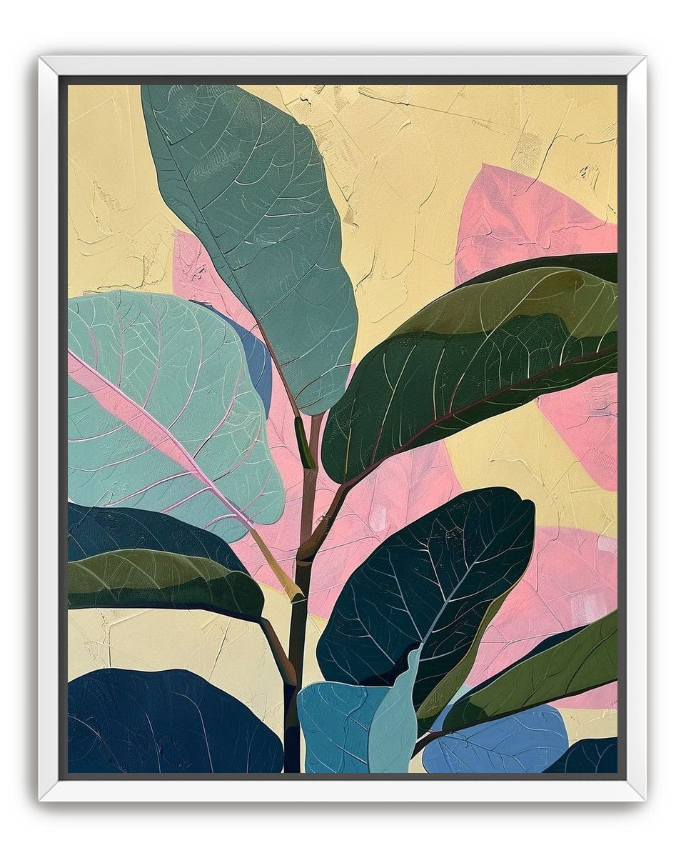 Leaves leaning into pink light