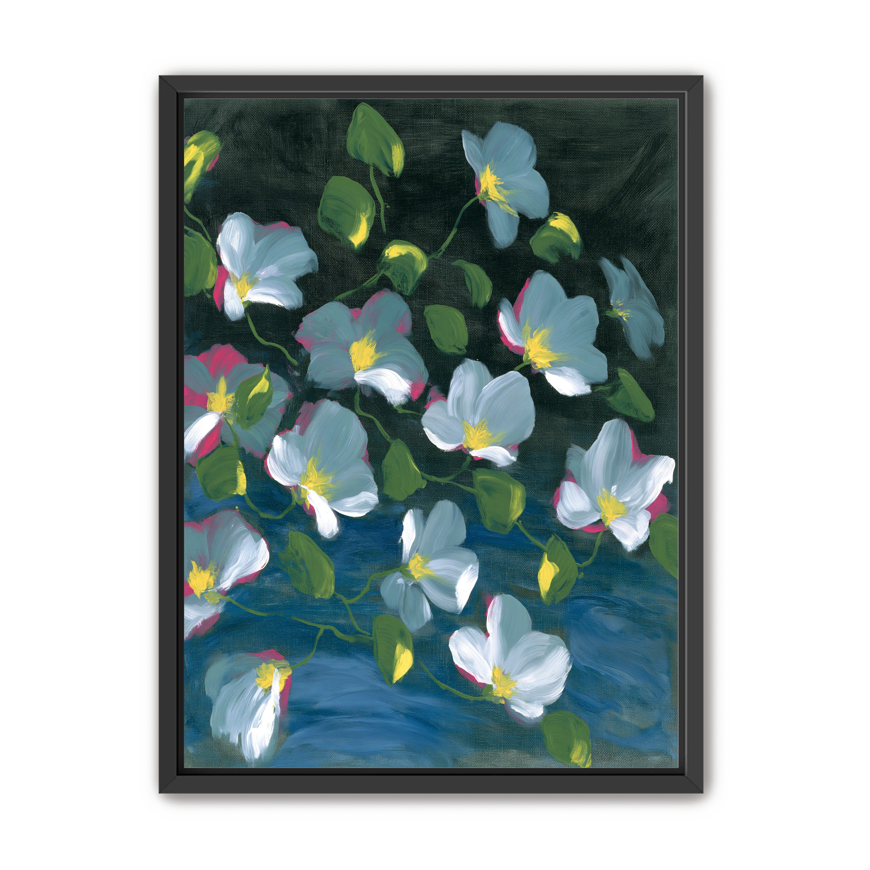 Pale blooms on black