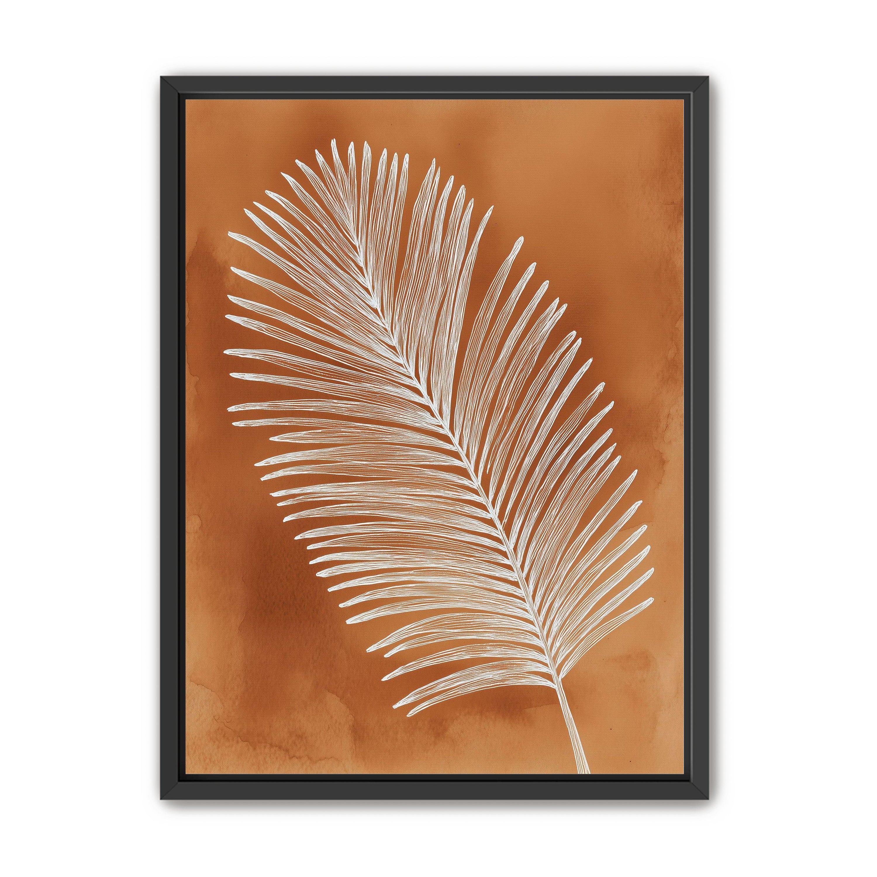 Palm frond in white ink
