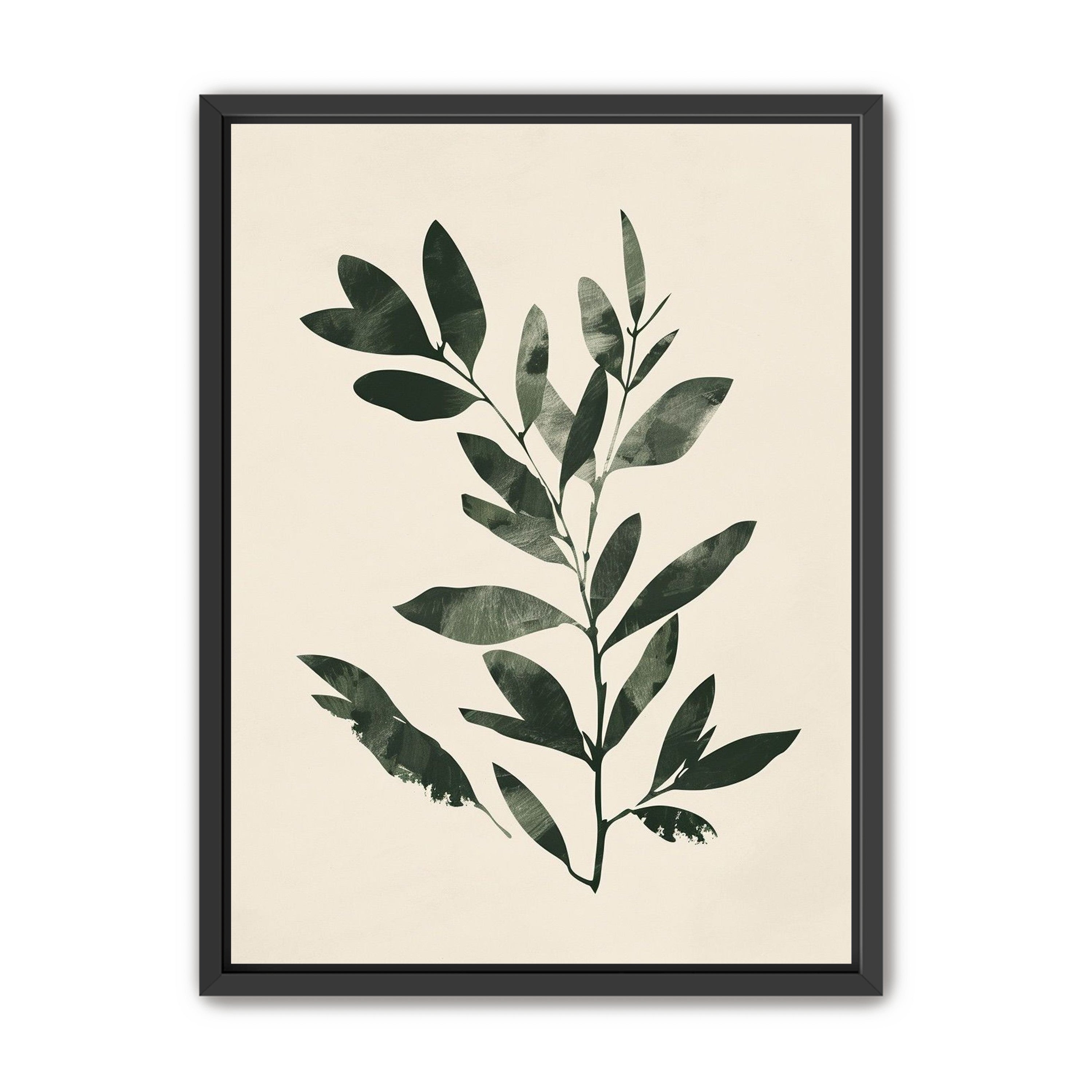 Dark green leaves on cream