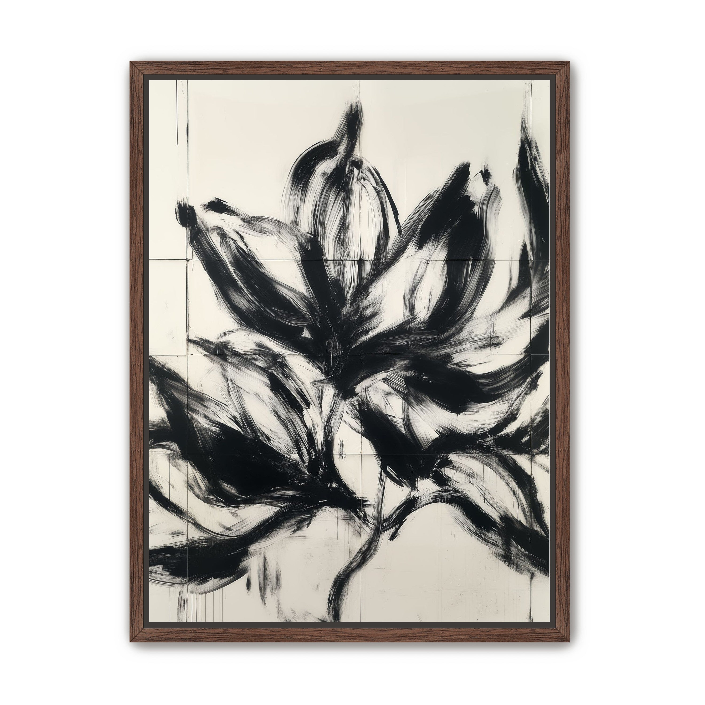Black petals on pale grid