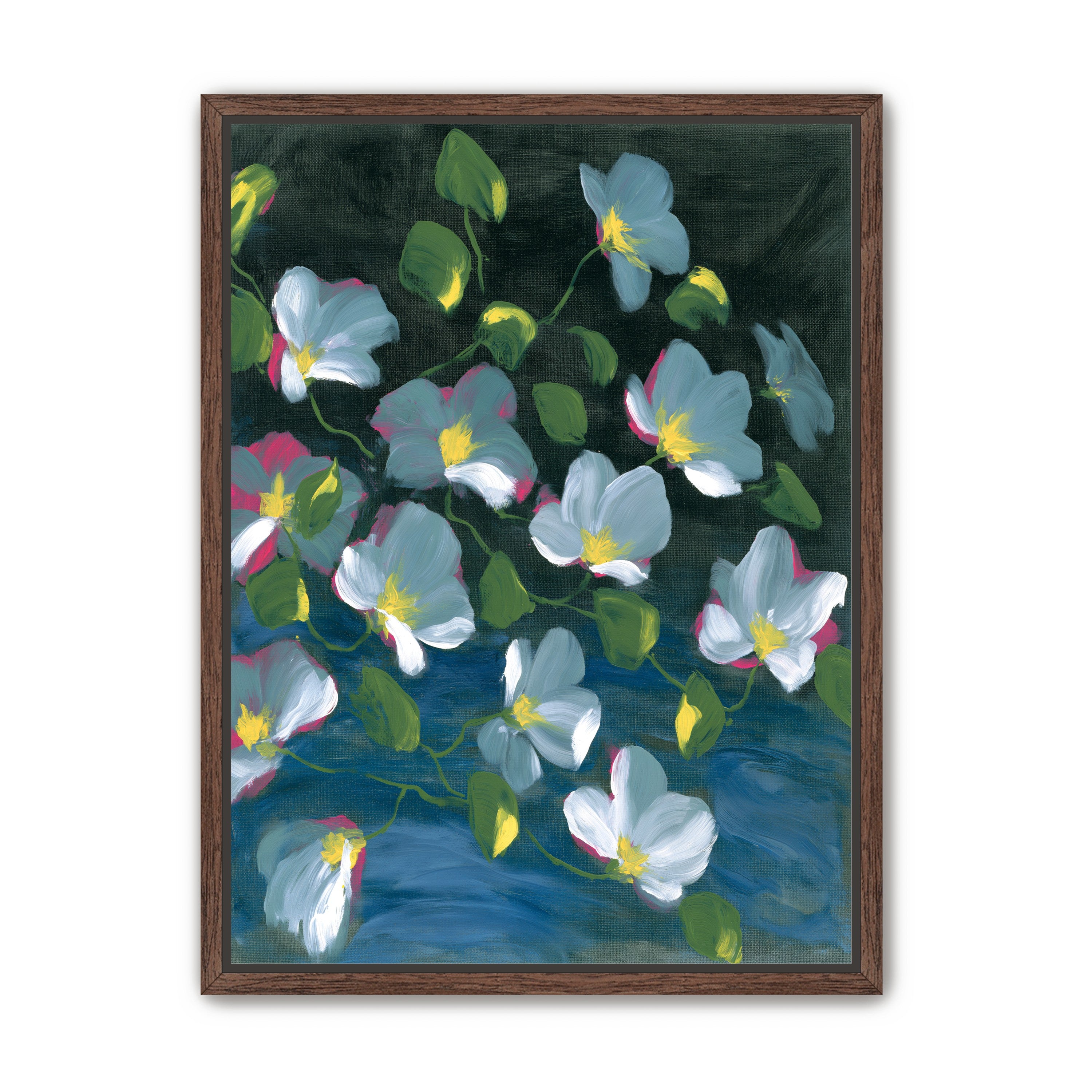 Pale blooms on black