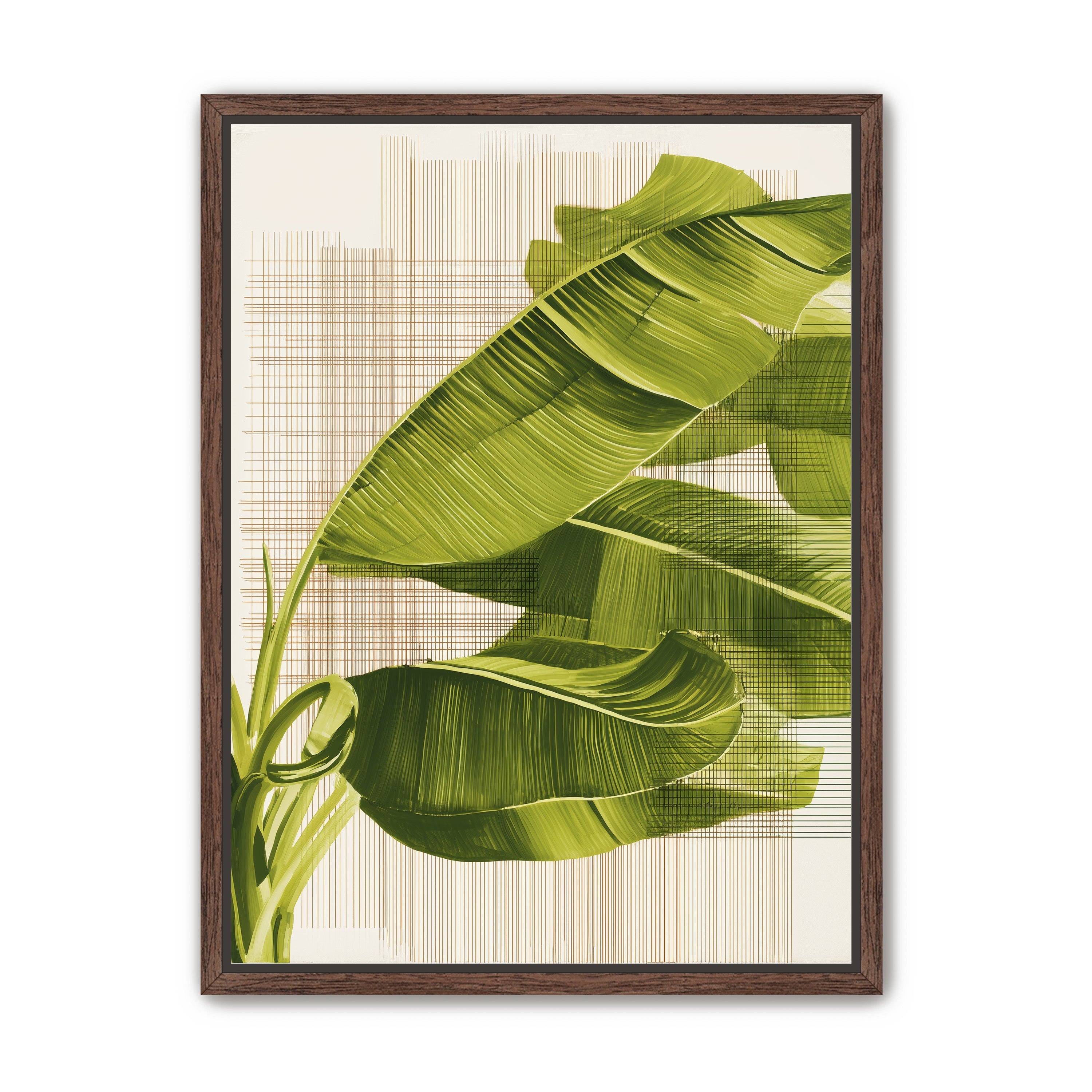 Banana leaves against the grid