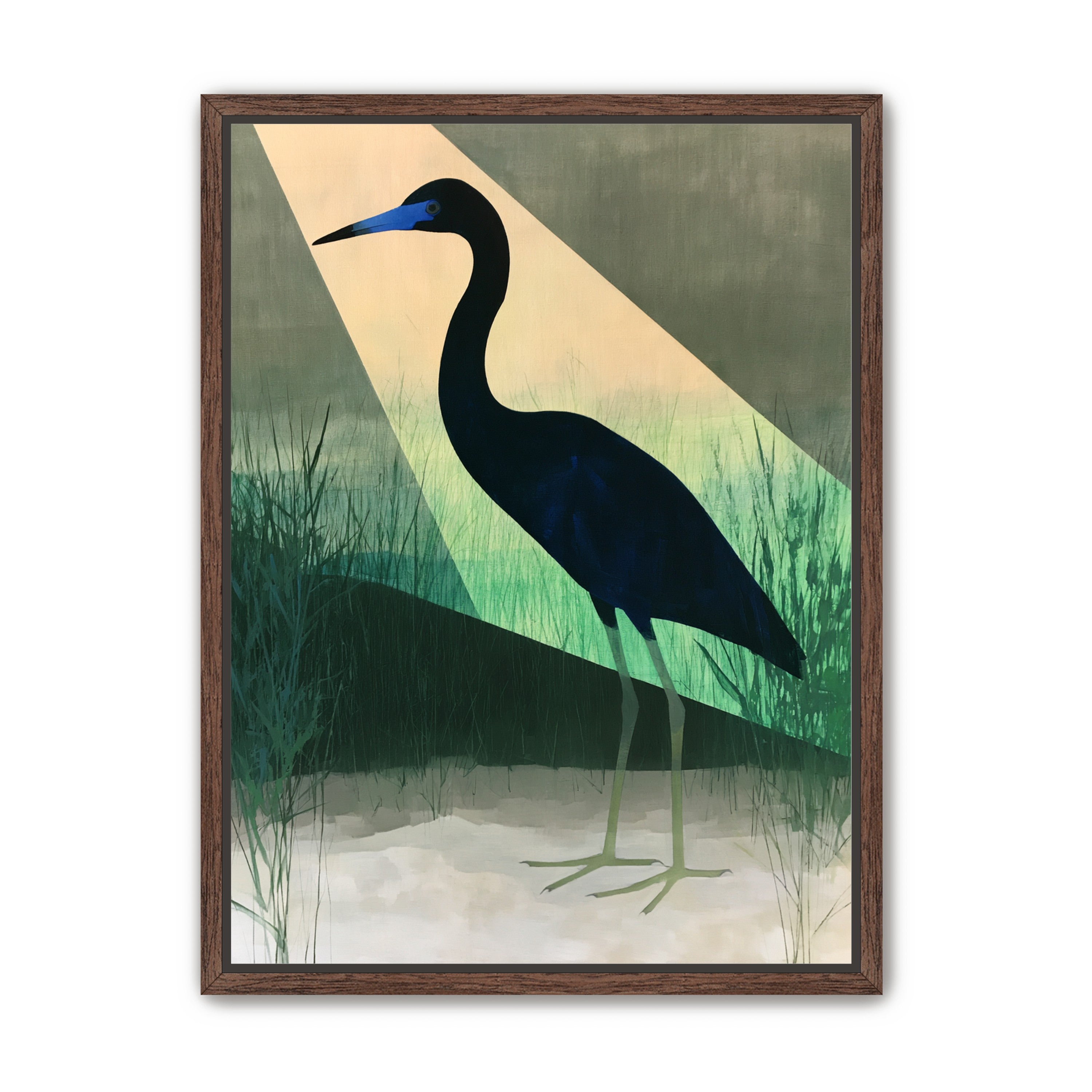 Blue beak in green light