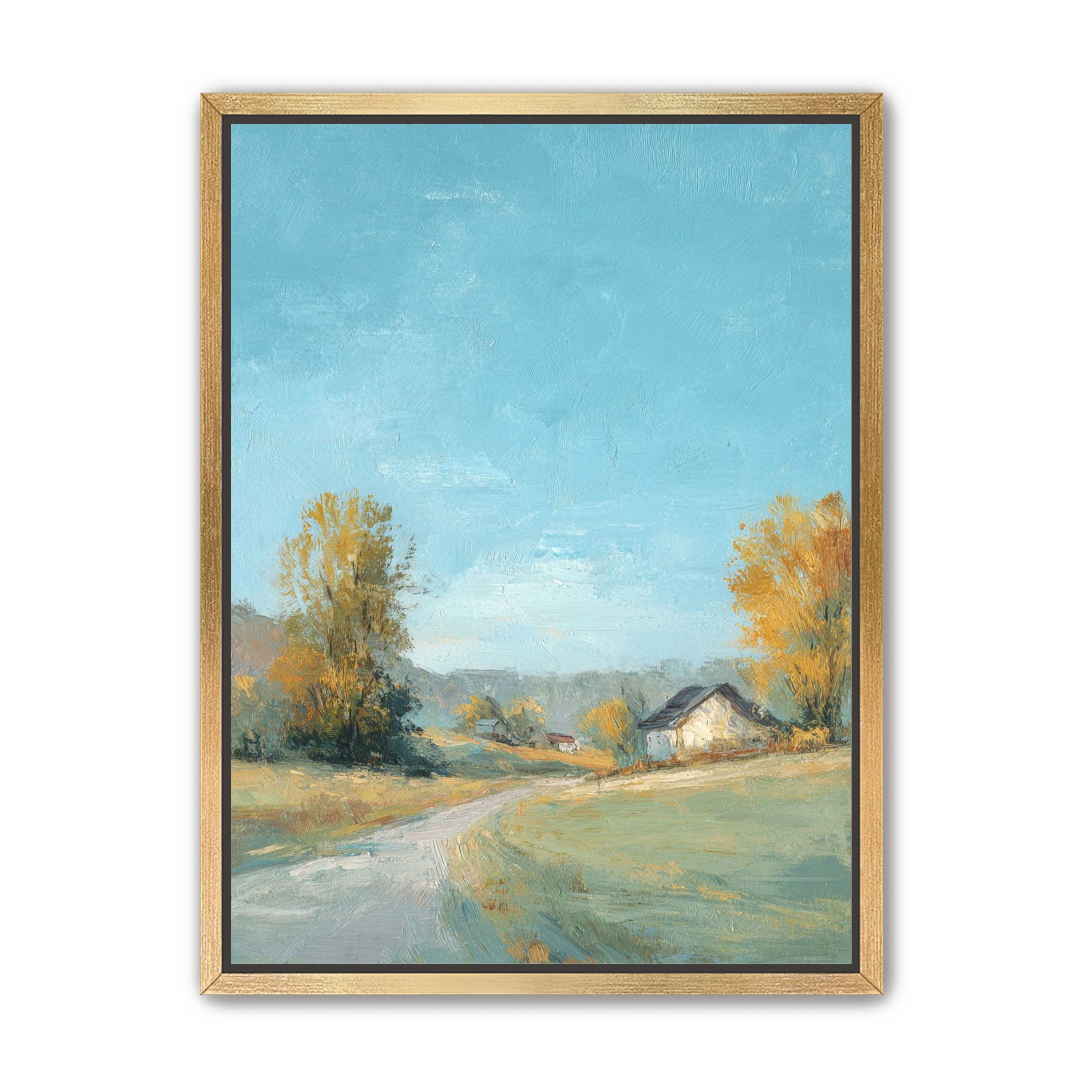 Blue sky over the farmhouse