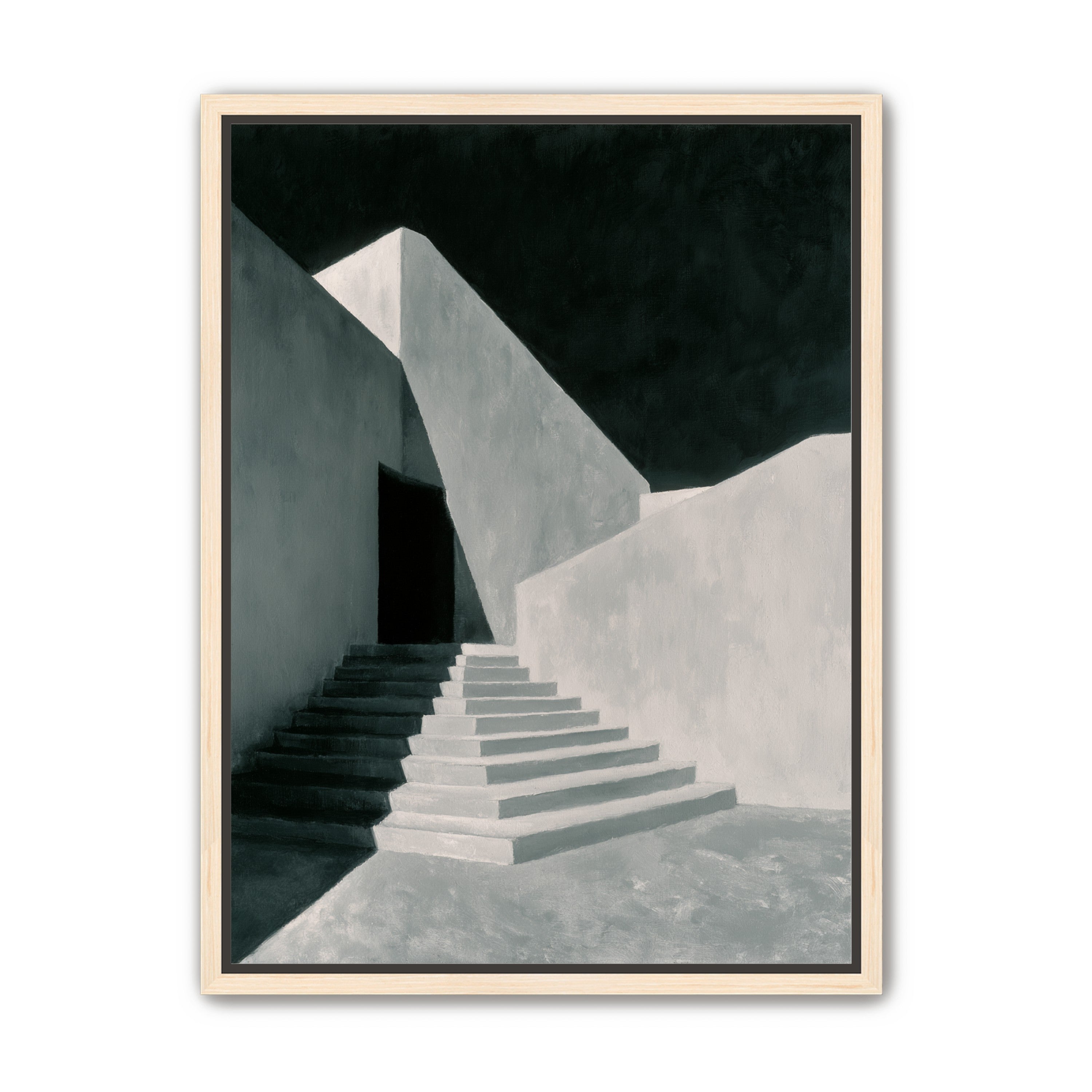 Stairs into the black doorway
