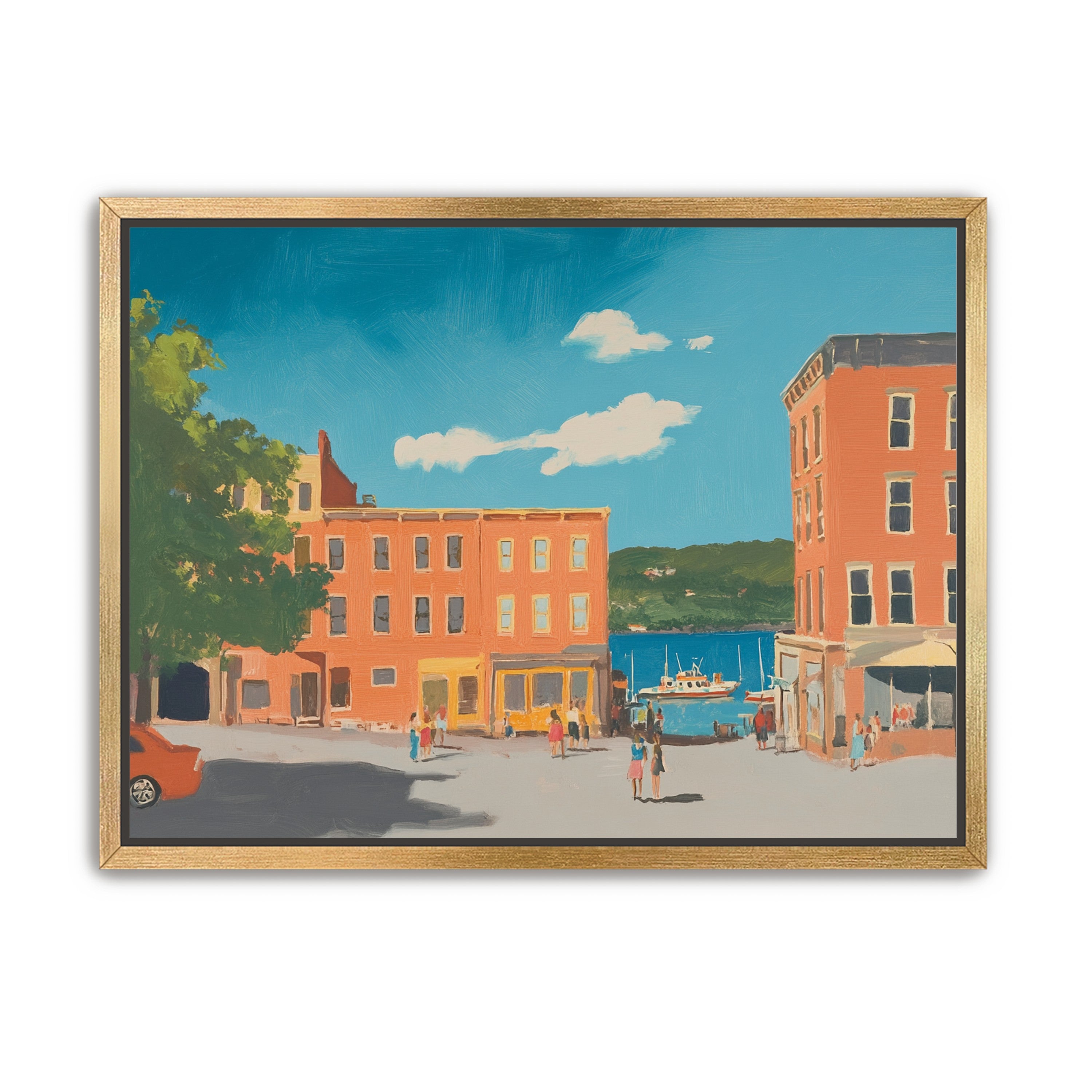 Sunlit street to the harbor