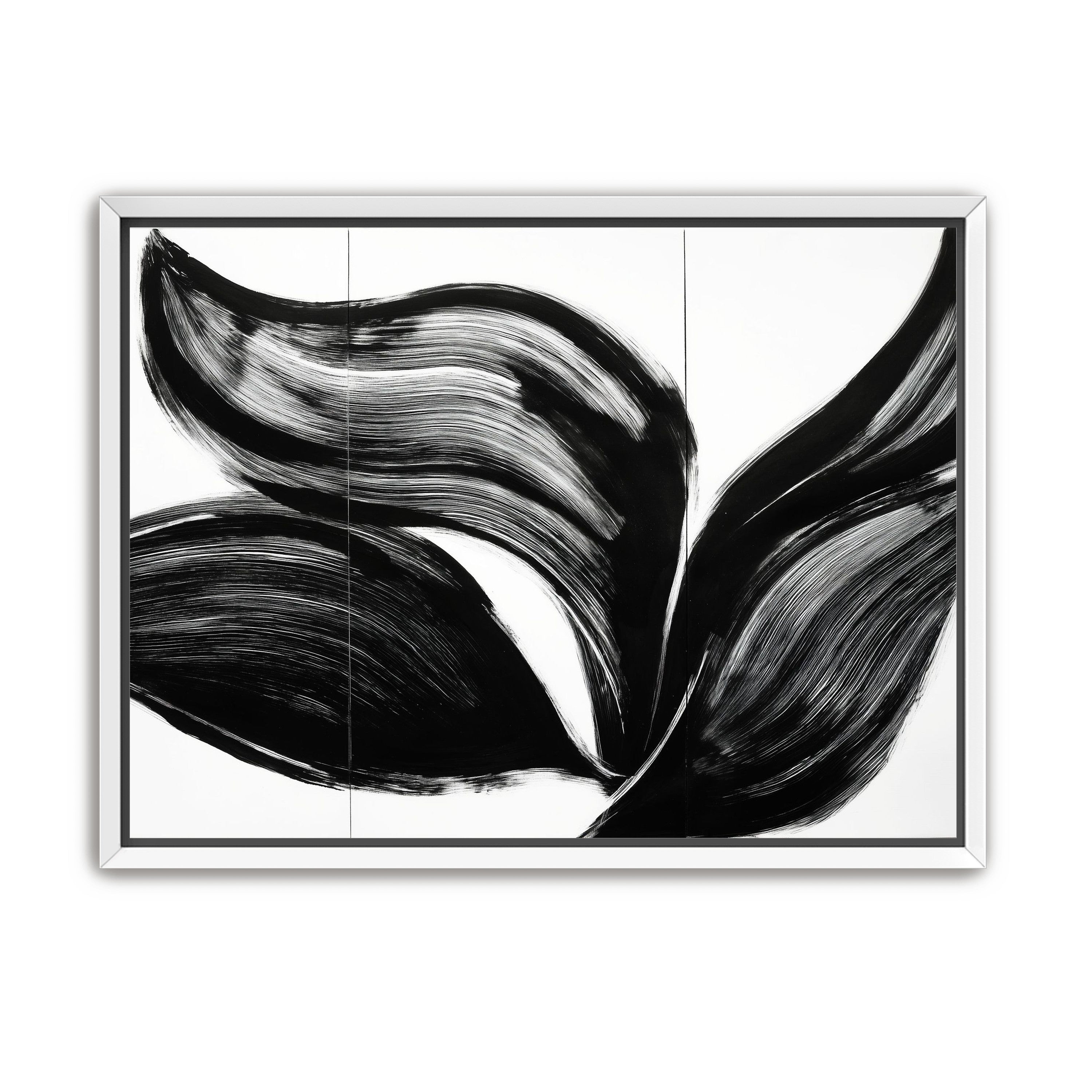 Three petals in black ink