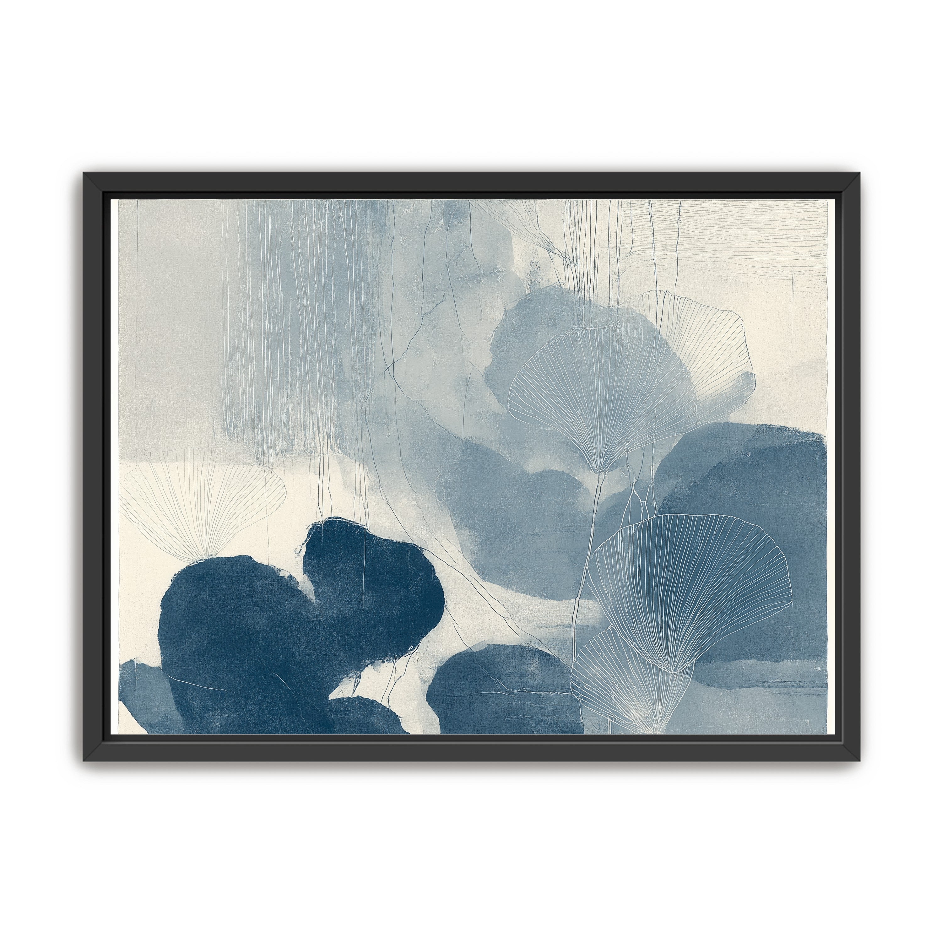 Fan leaves in blue wash