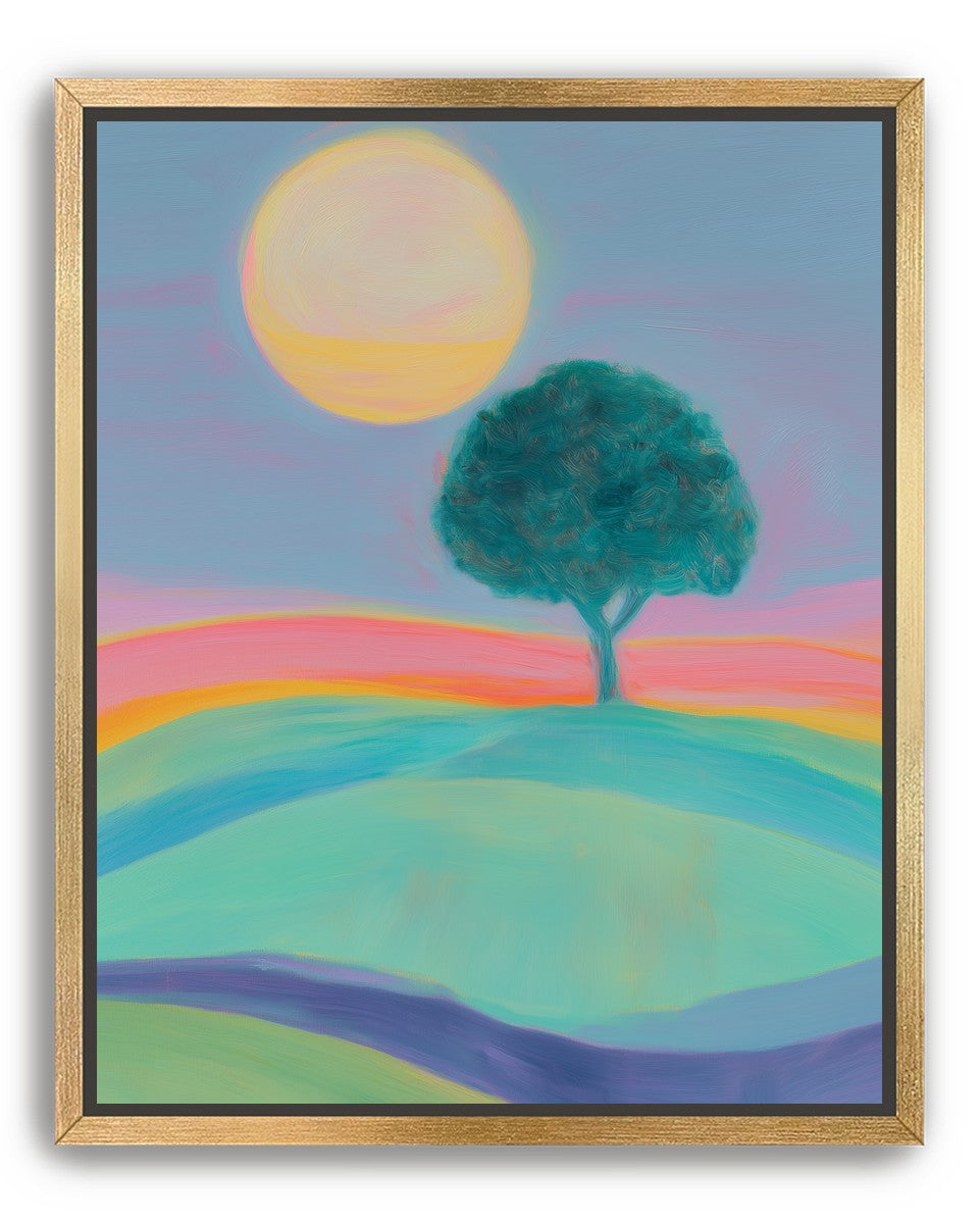 The sun behind the tree