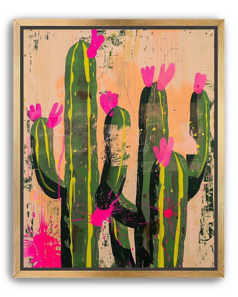 Pink blooms on cacti