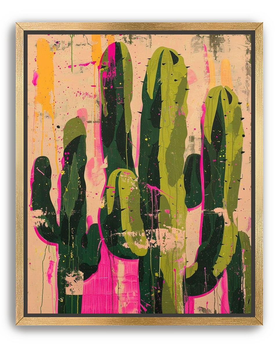 Cacti within pink drips