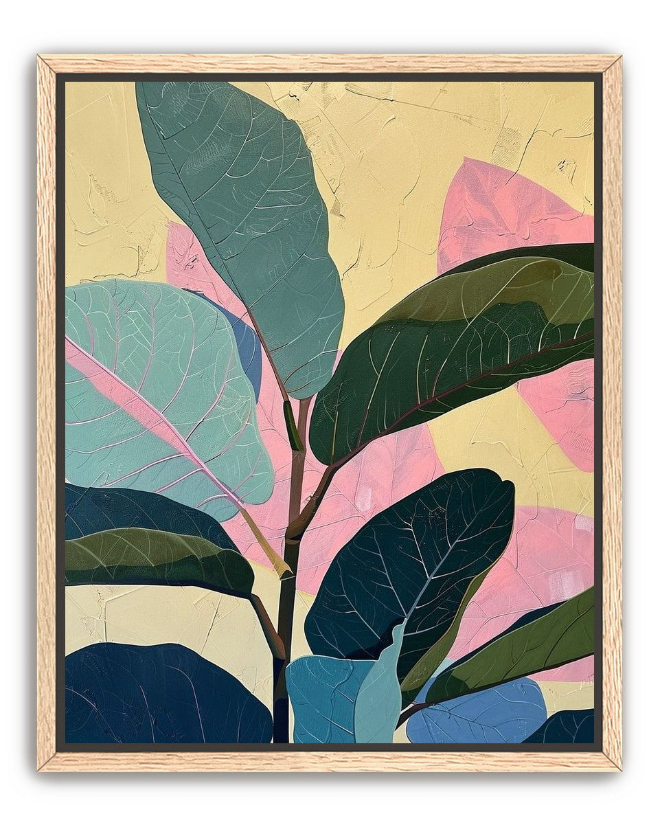 Leaves leaning into pink light