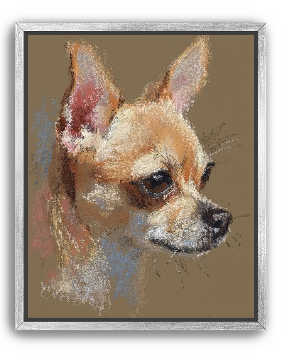 Pastel dog in profile