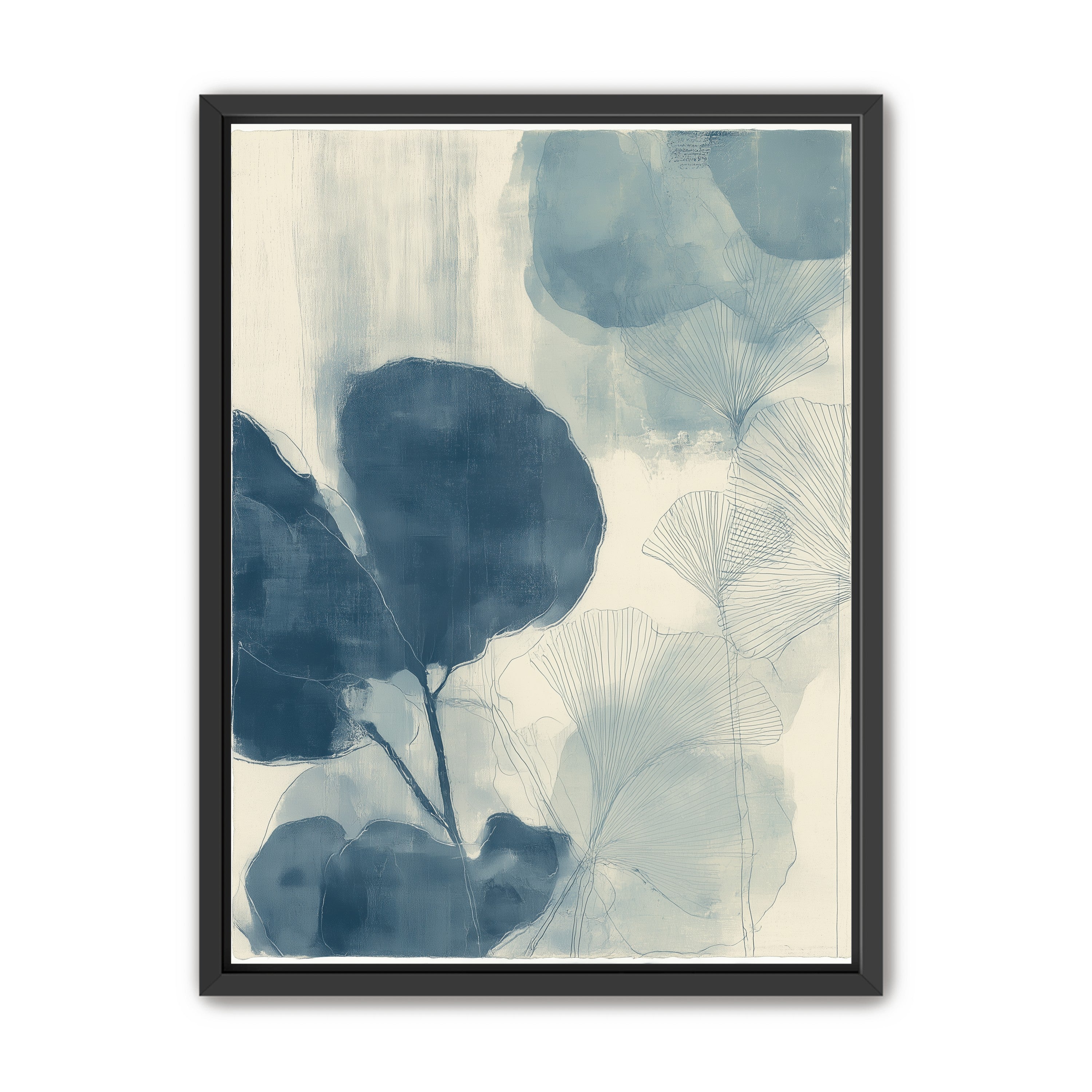 Indigo leaves on cream paper