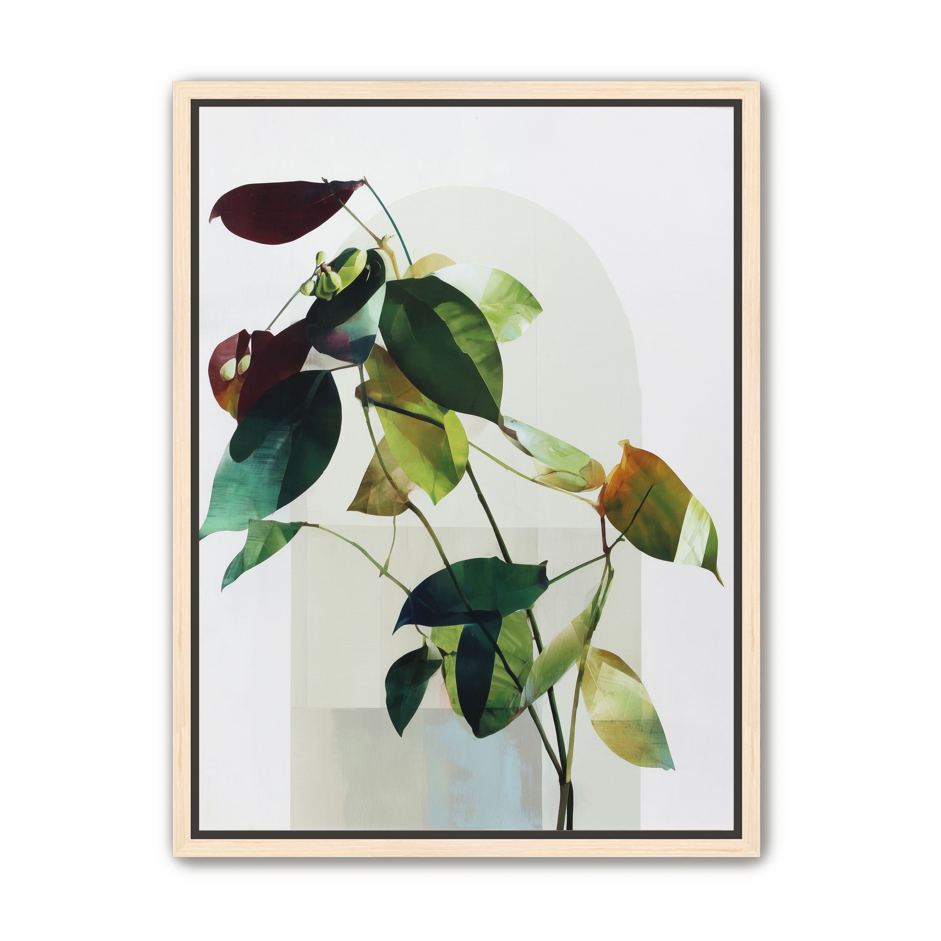 Leaves across a pale arch