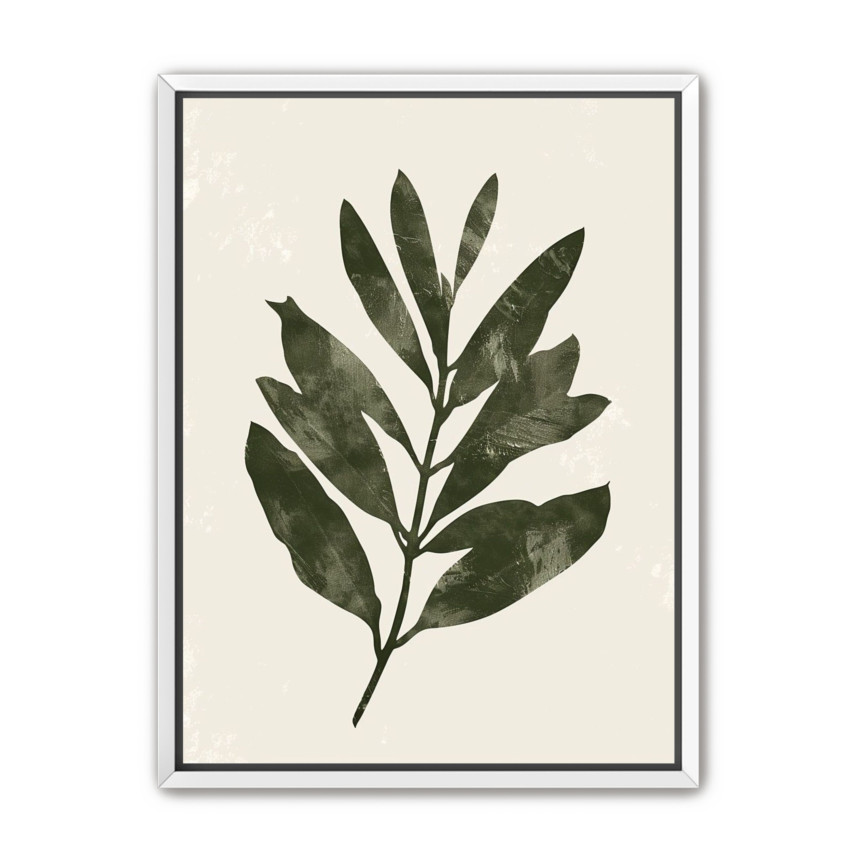 Still branch on pale paper
