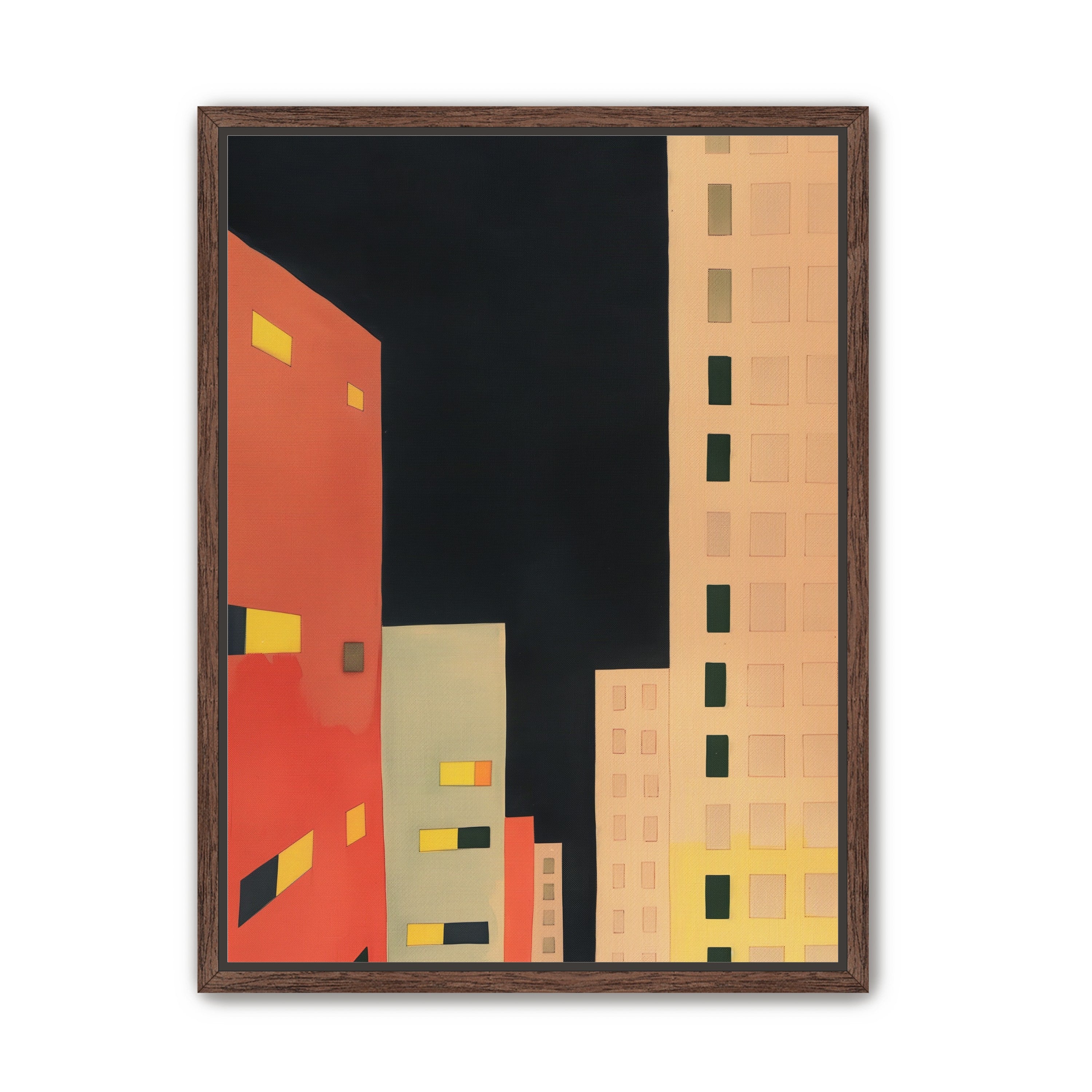Lit windows in black sky