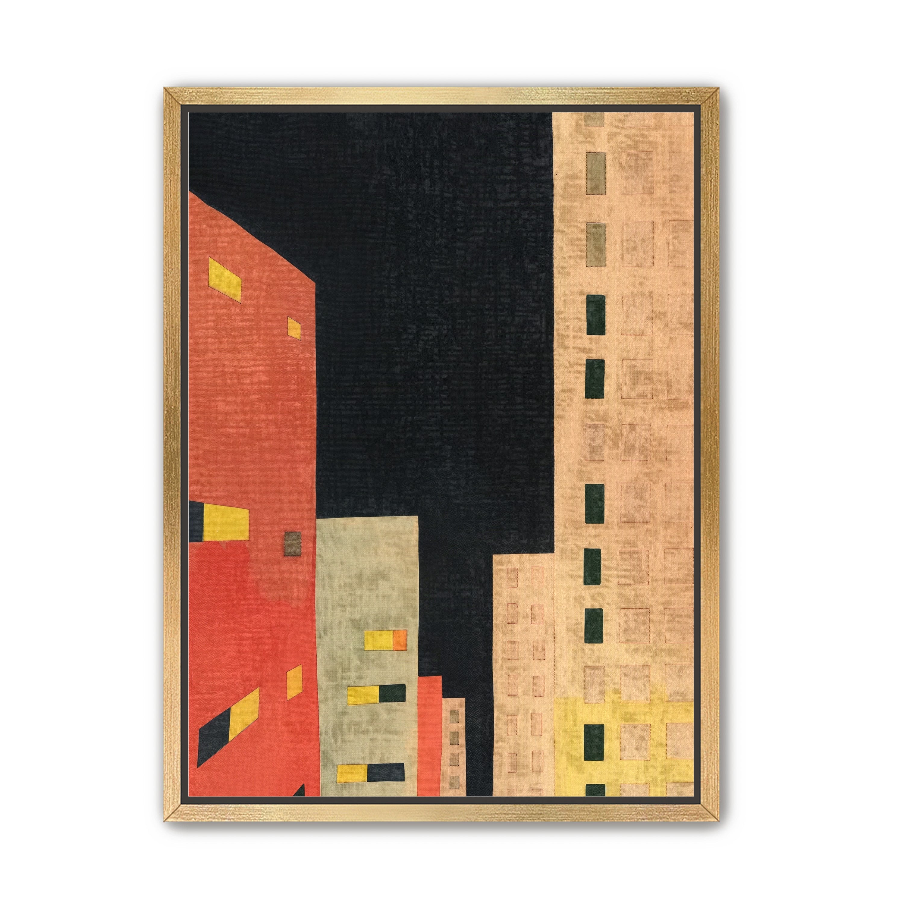 Lit windows in black sky