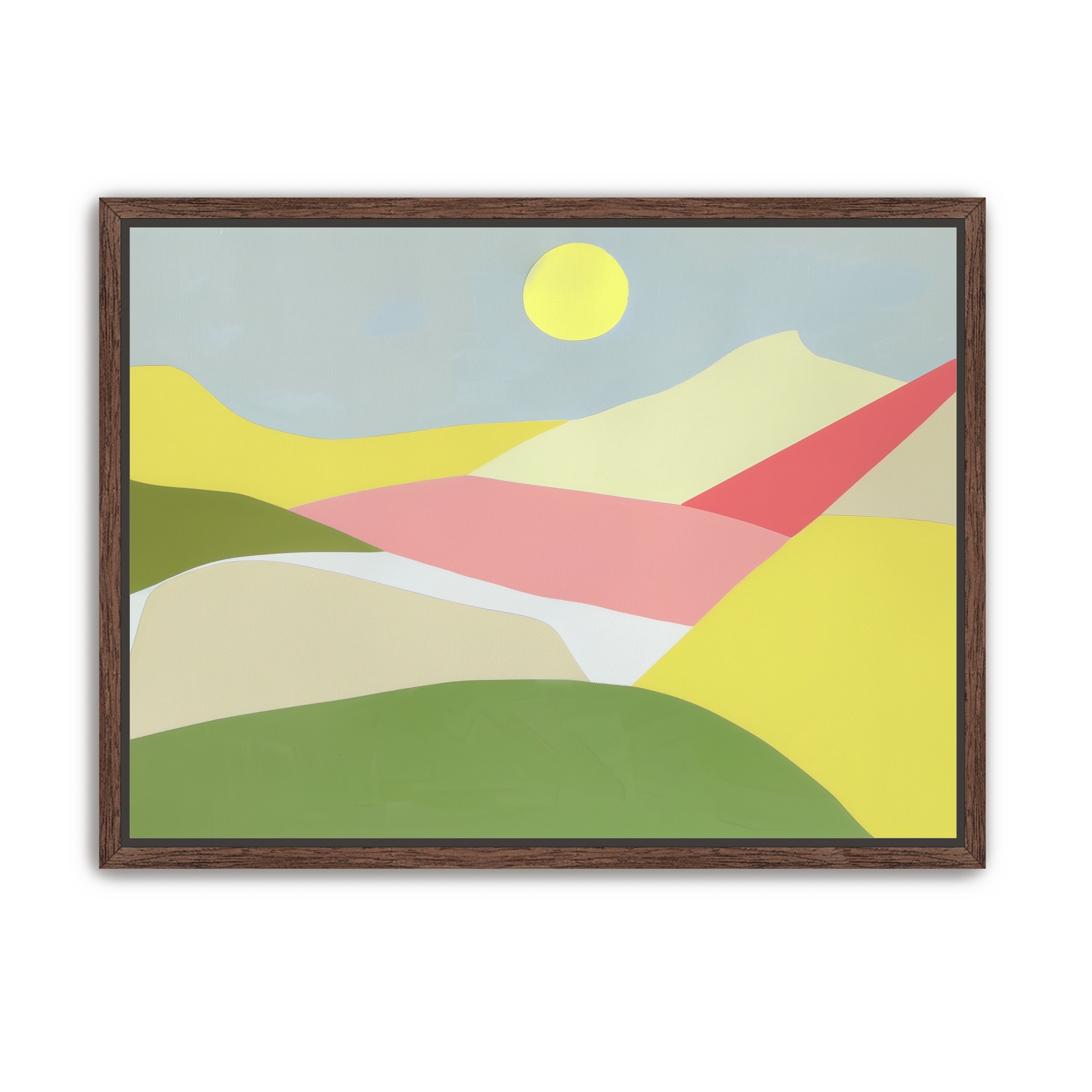 Yellow sun over red fields