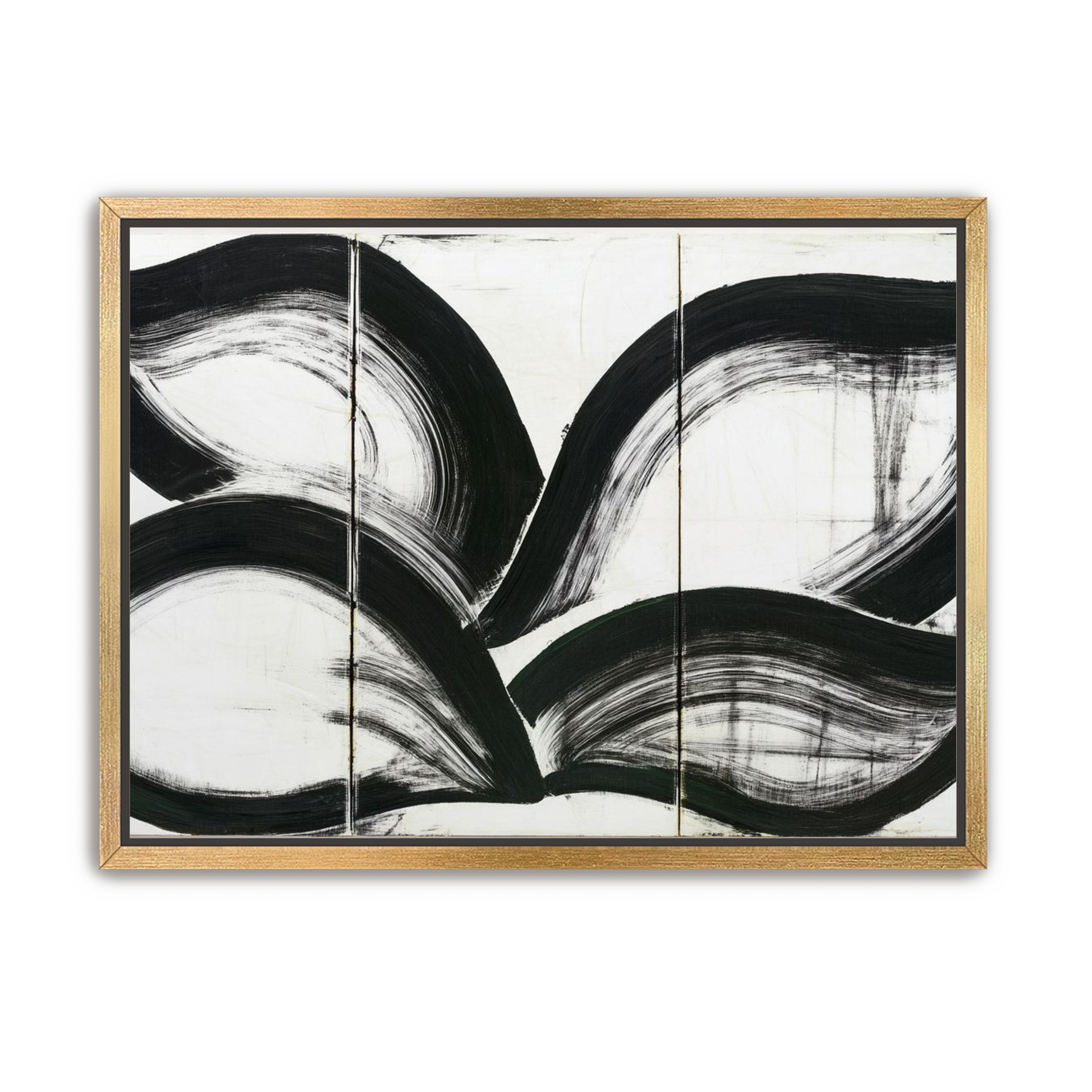 Black arcs across white panels