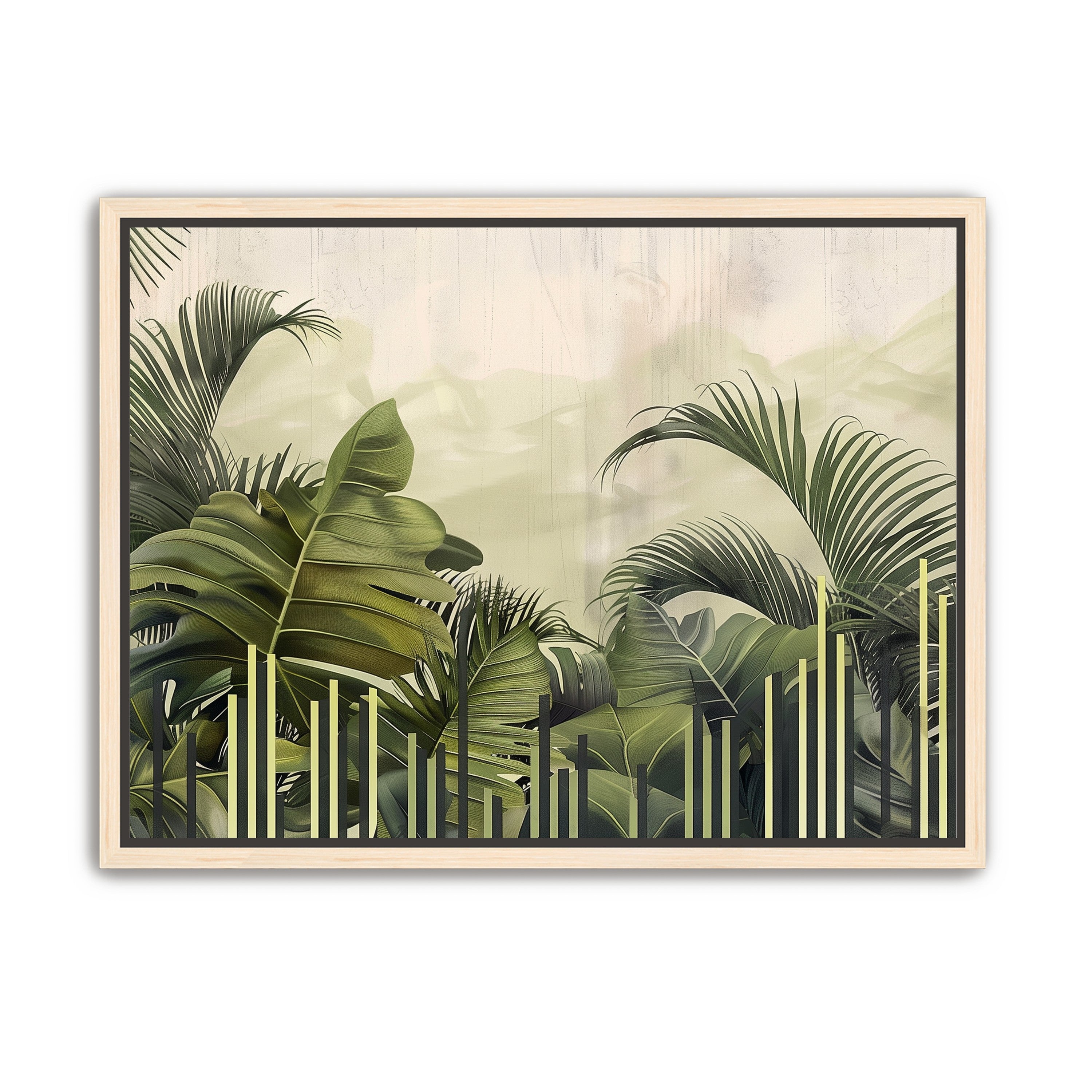 Pale sky over green fronds