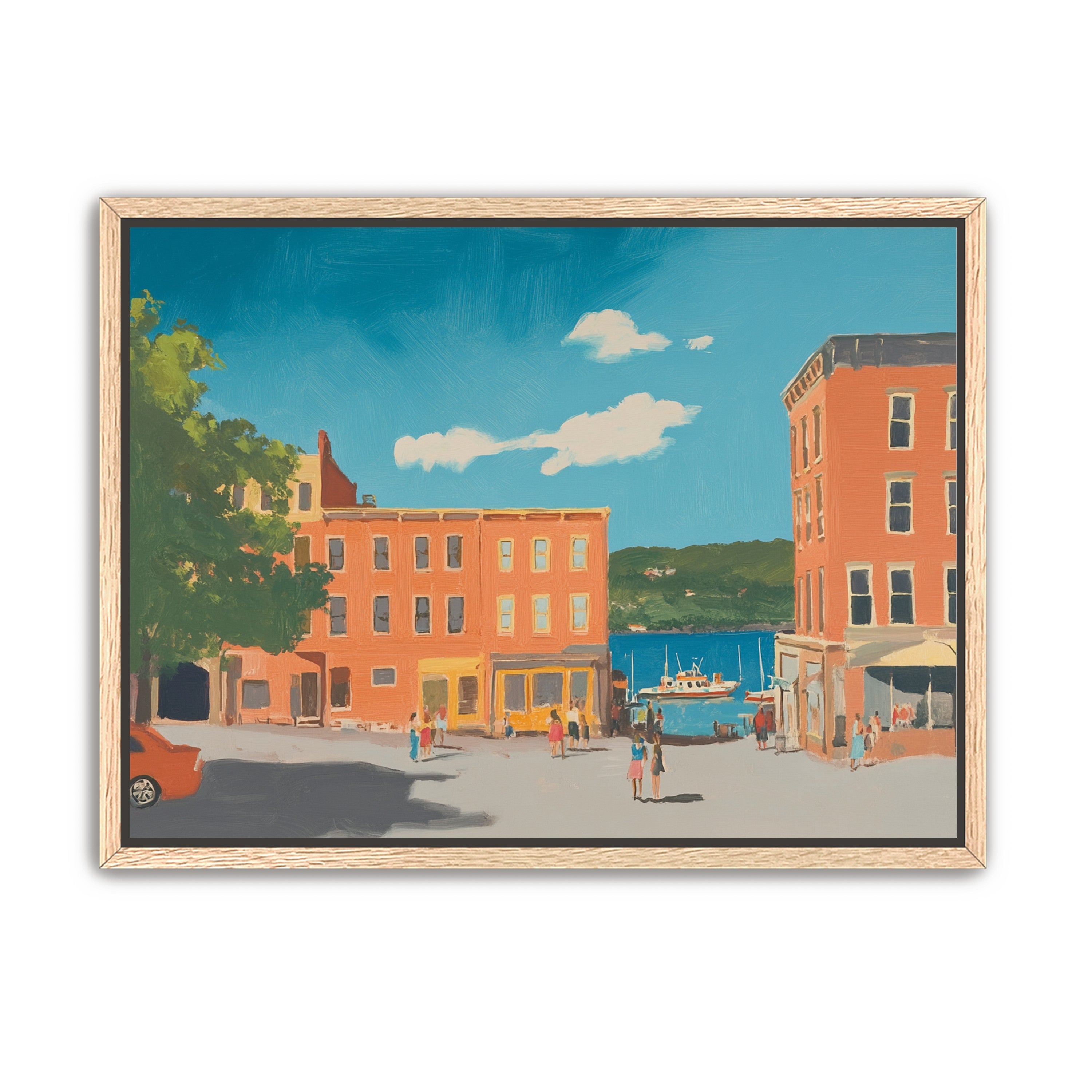Sunlit street to the harbor