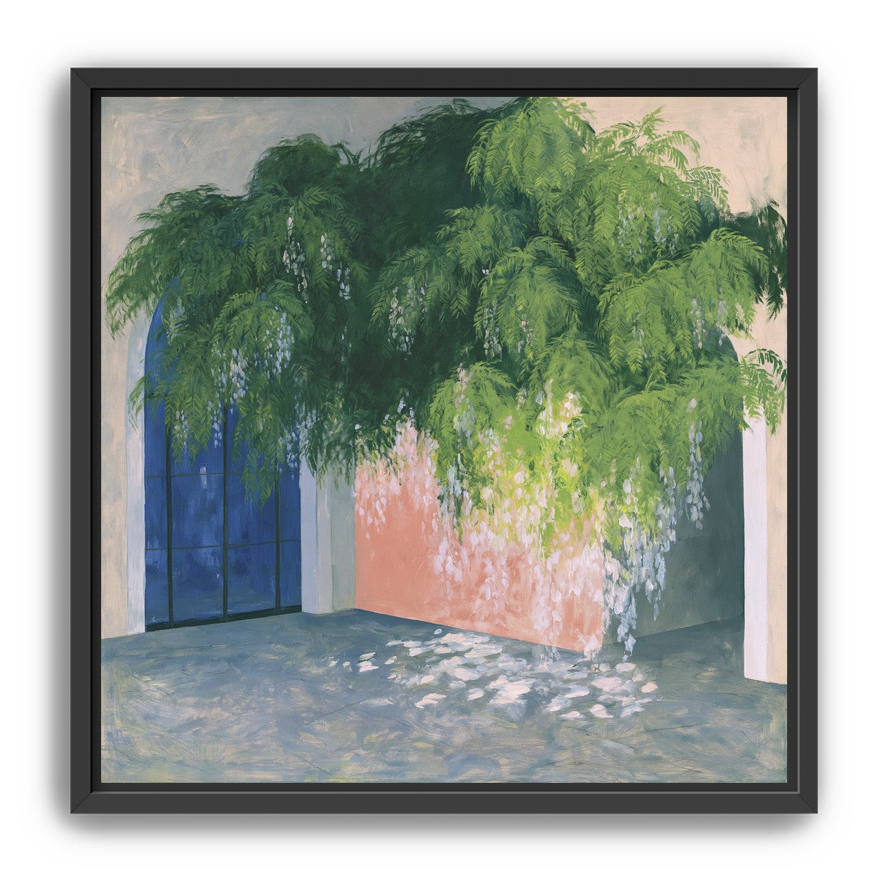 Blossoms over the blue door