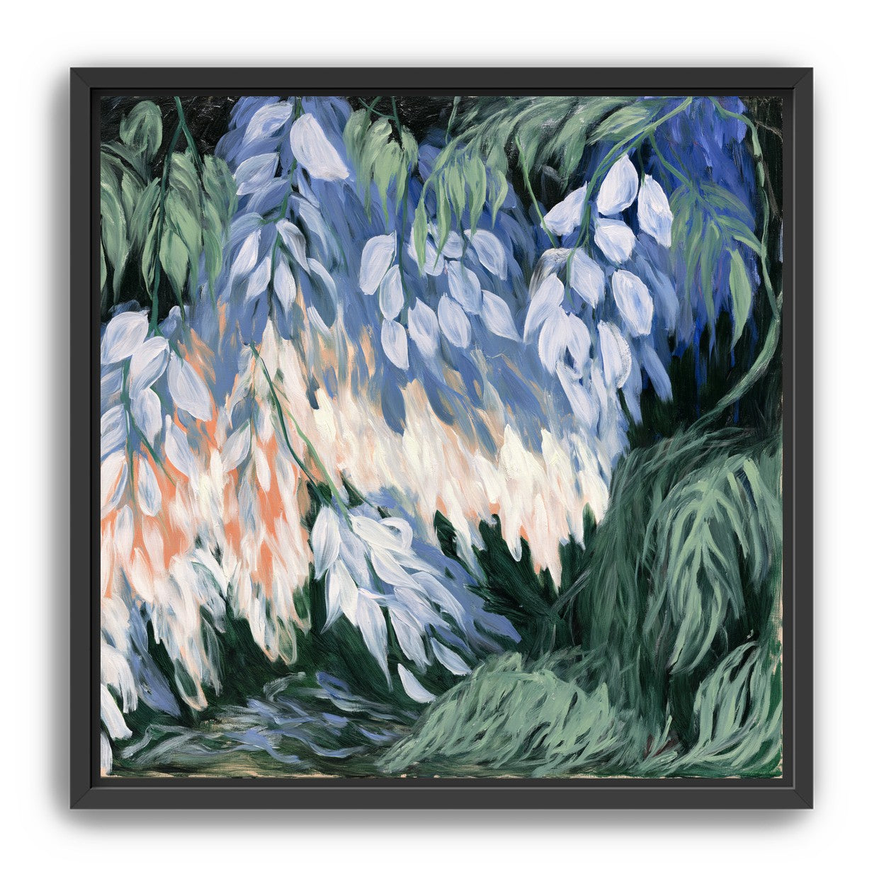 White blossoms in blue shade
