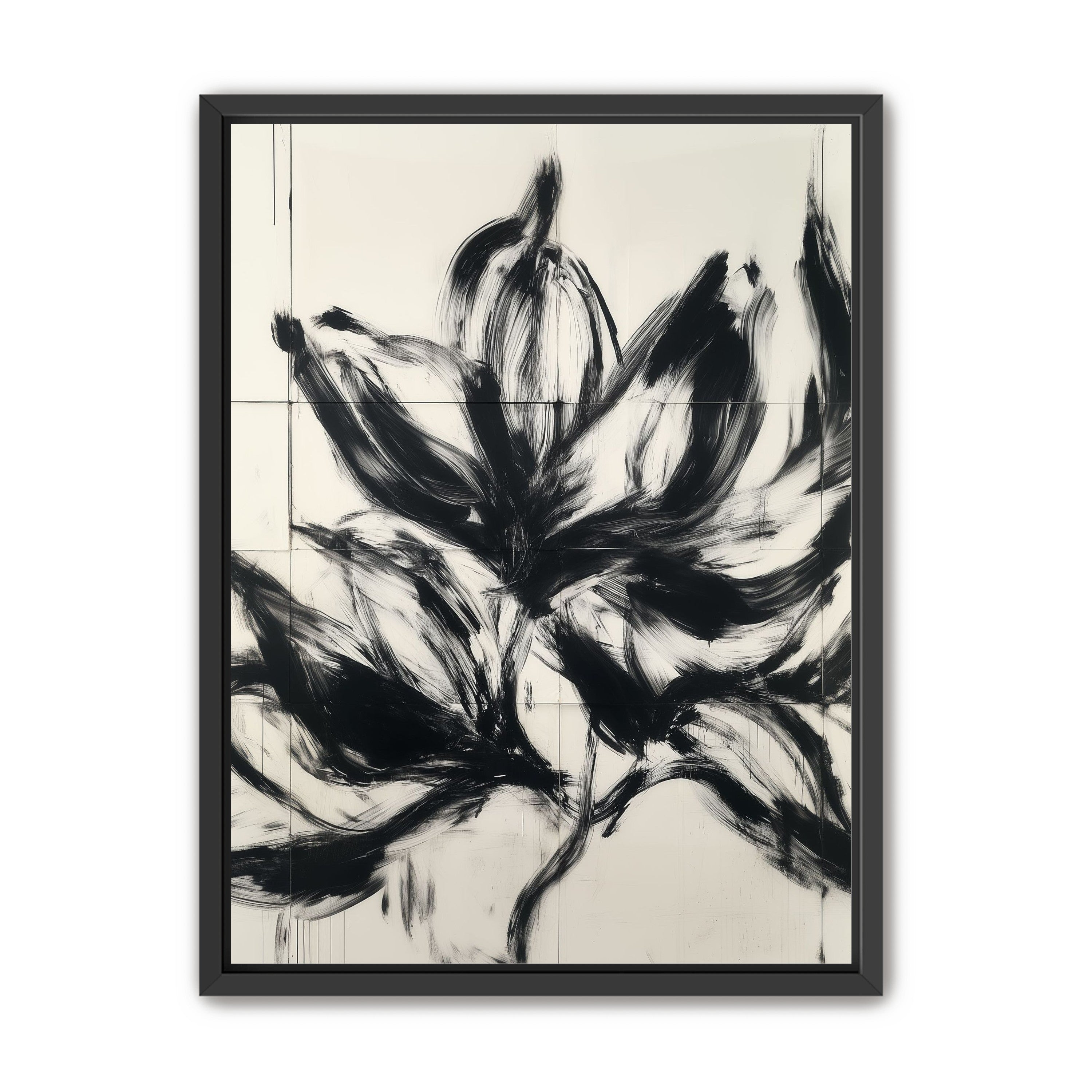 Black petals on pale grid