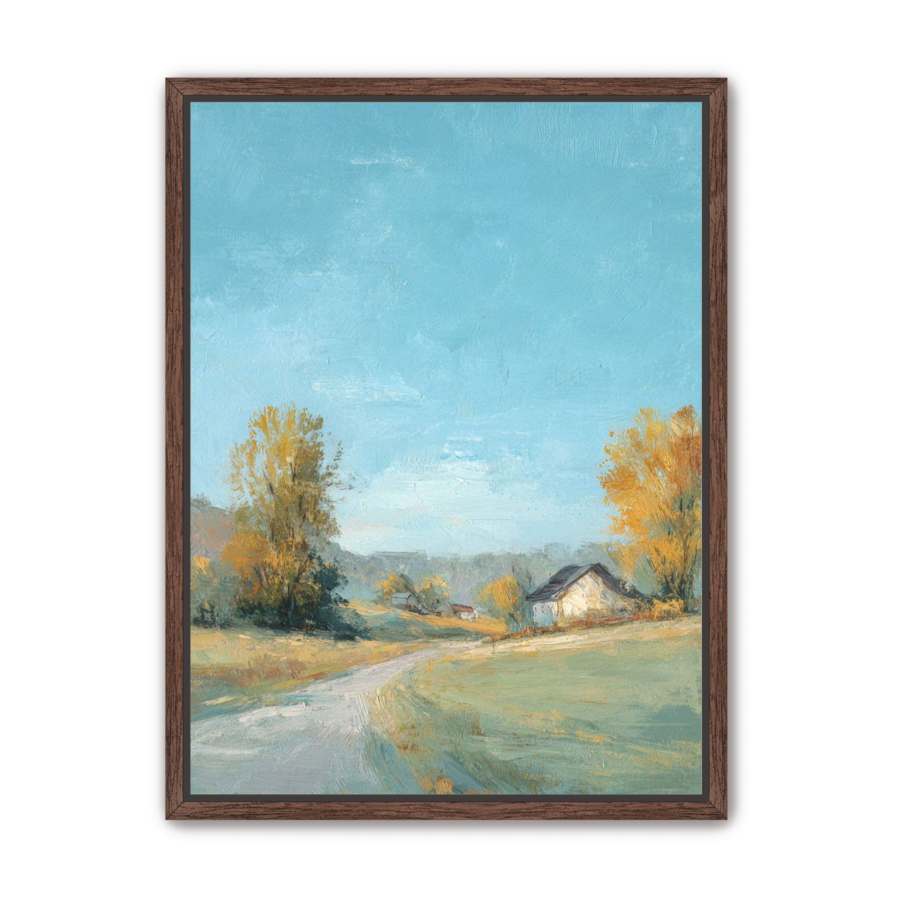Blue sky over the farmhouse