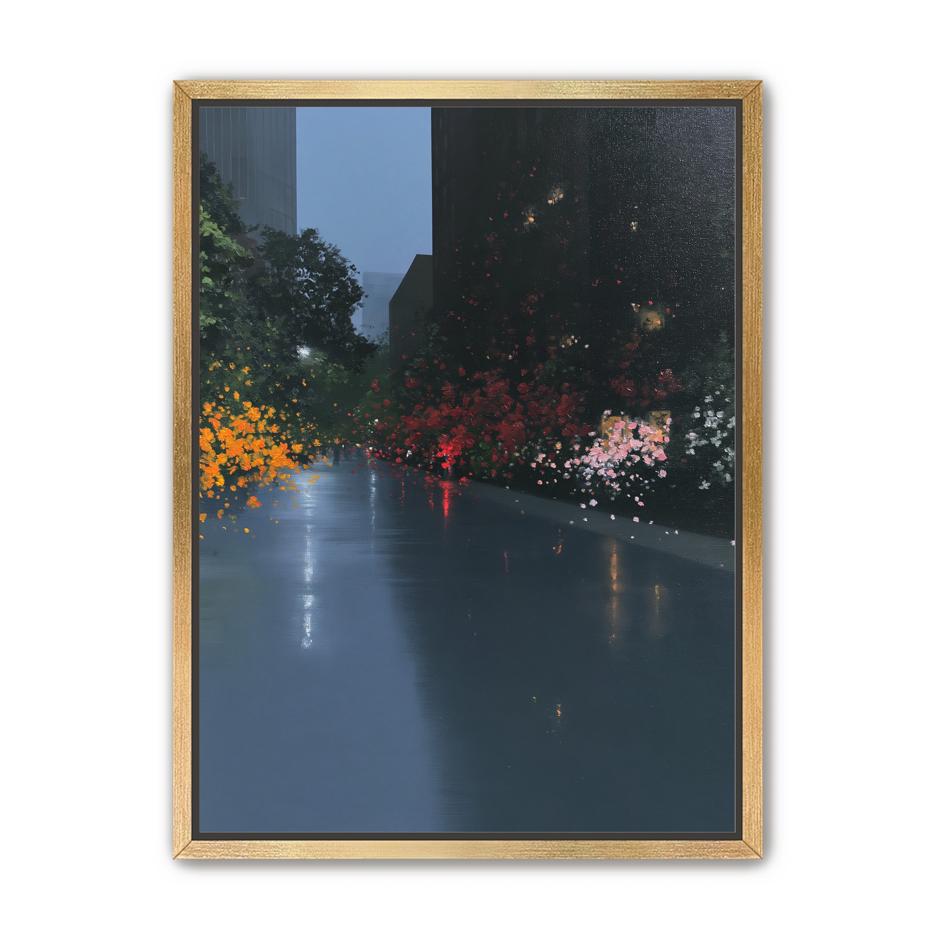 Rainlight on the flowered street