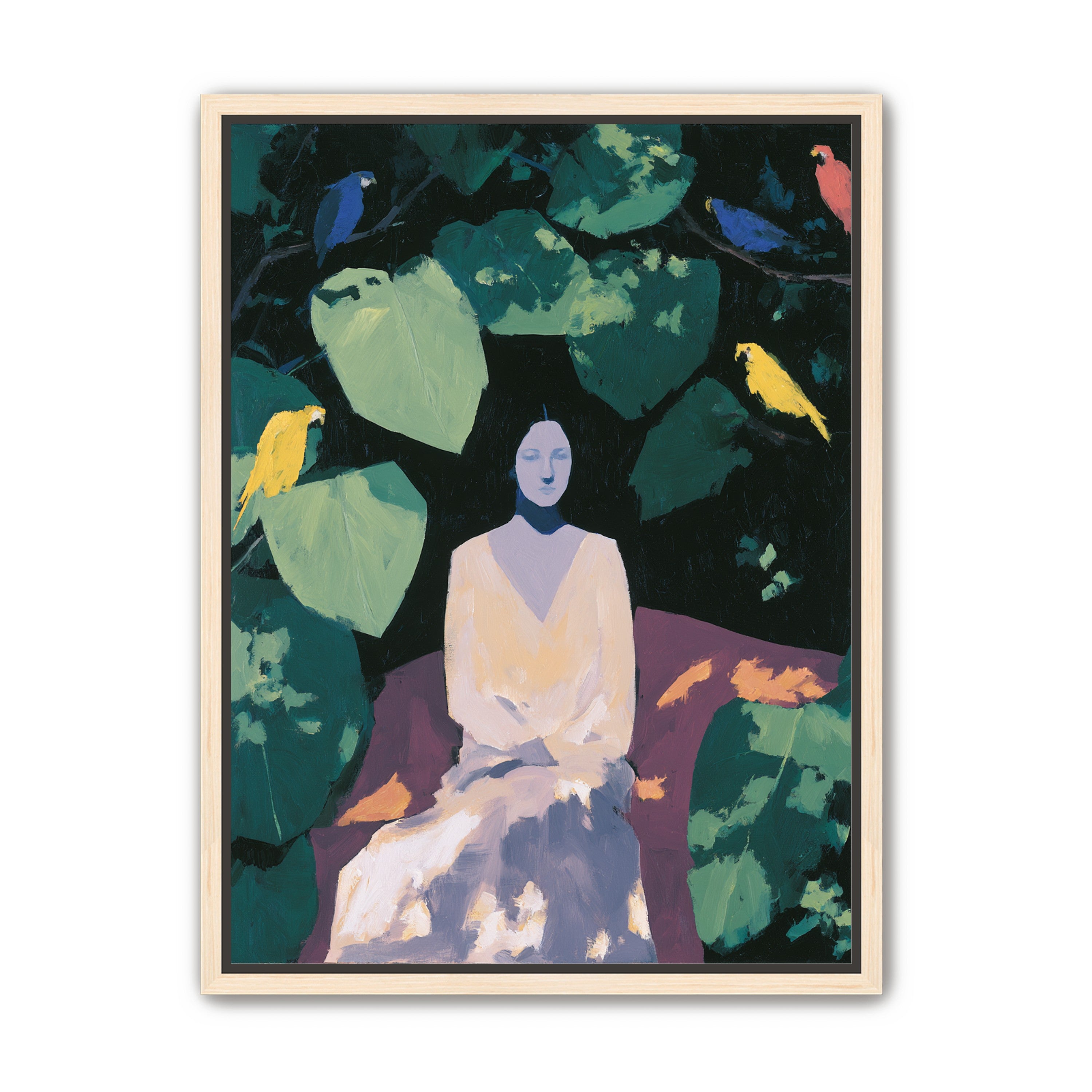 Pale dress under green leaves