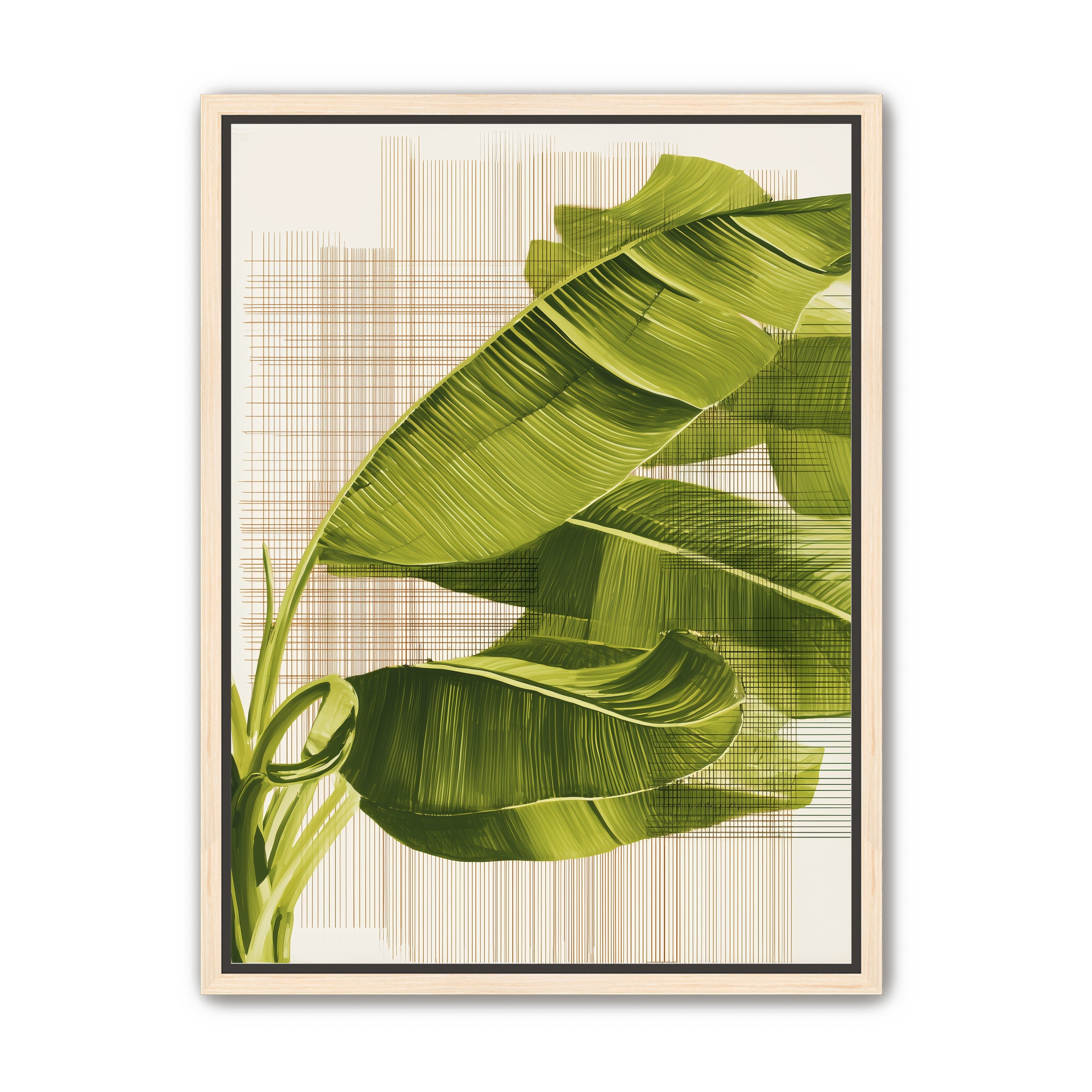 Banana leaves against the grid