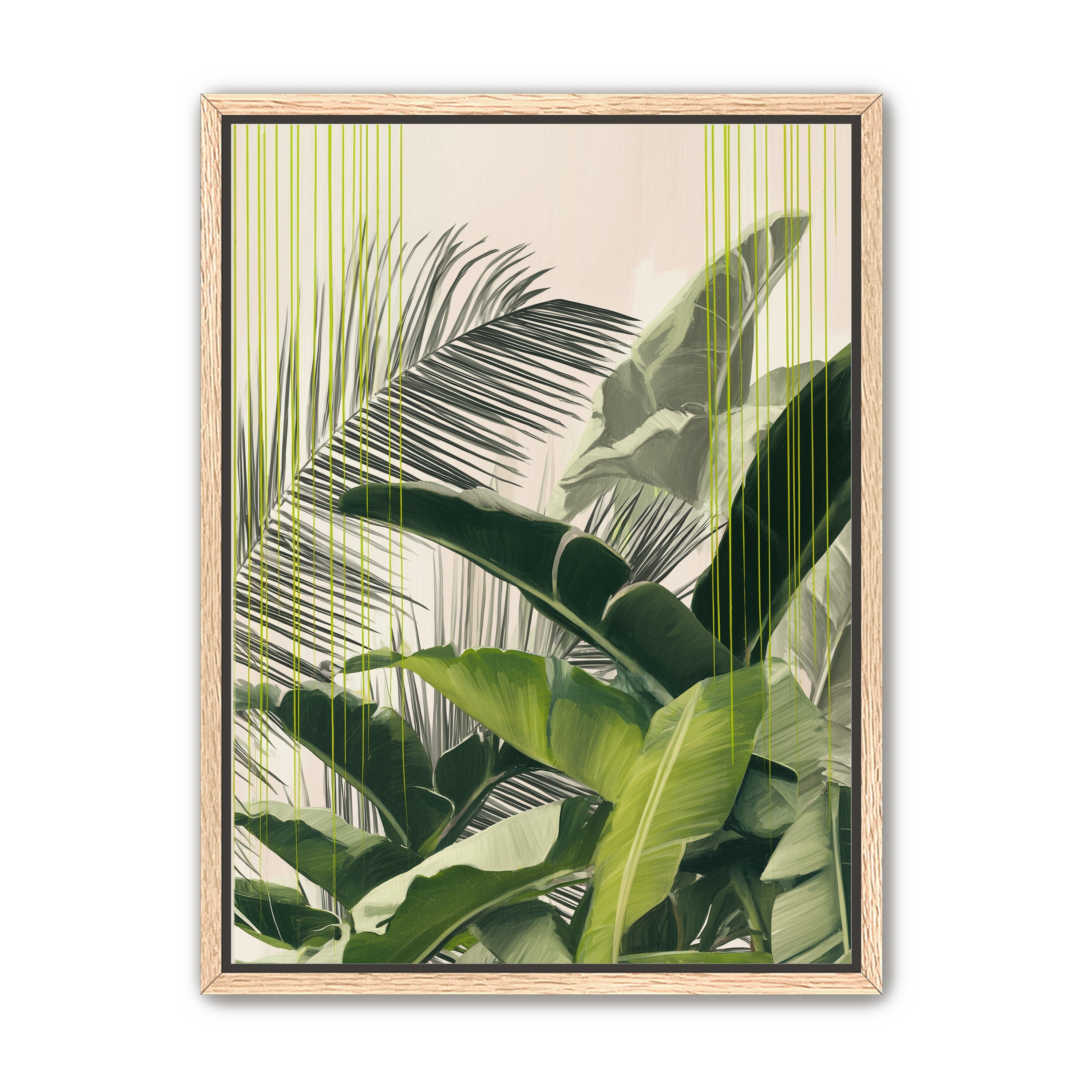Green drips over palms