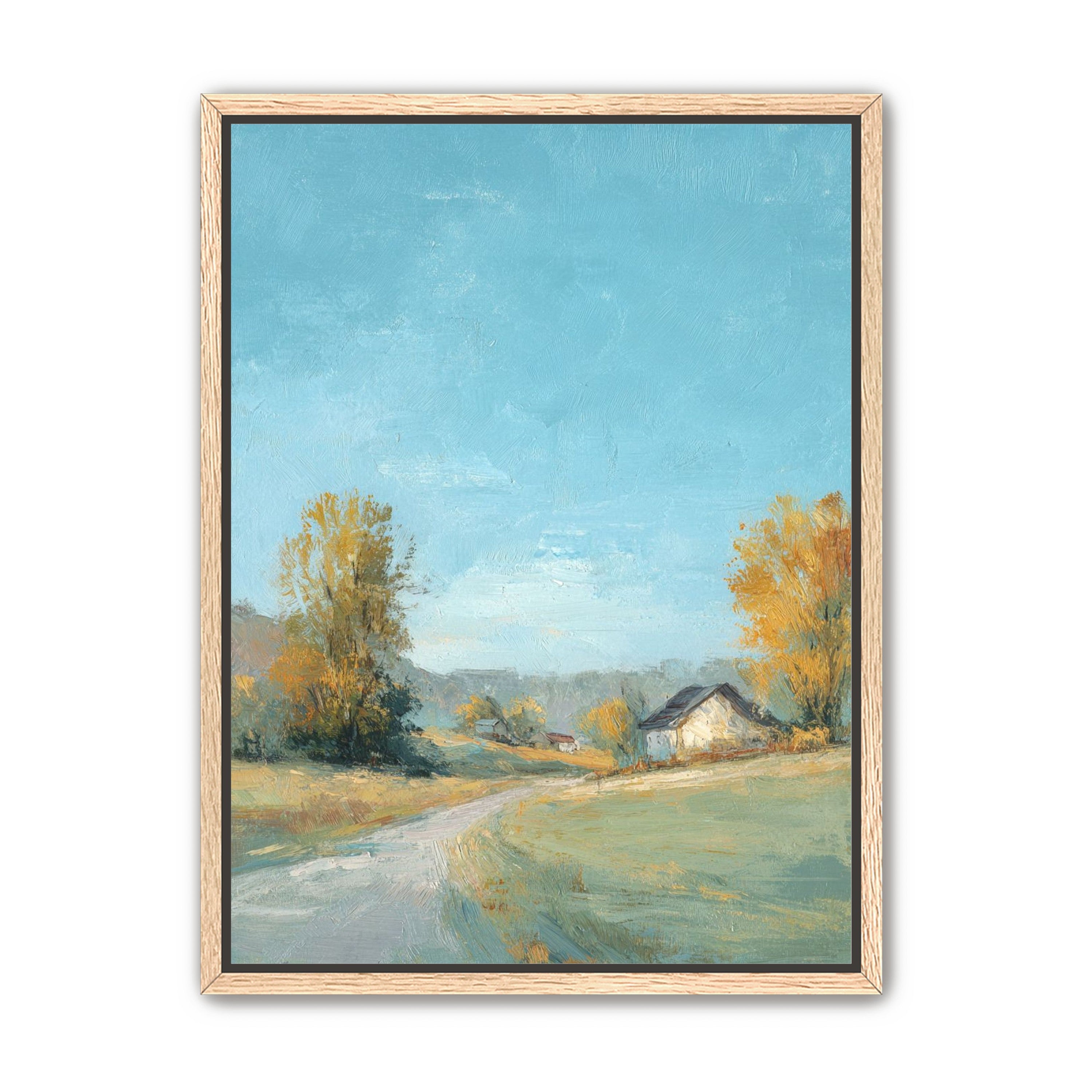 Blue sky over the farmhouse