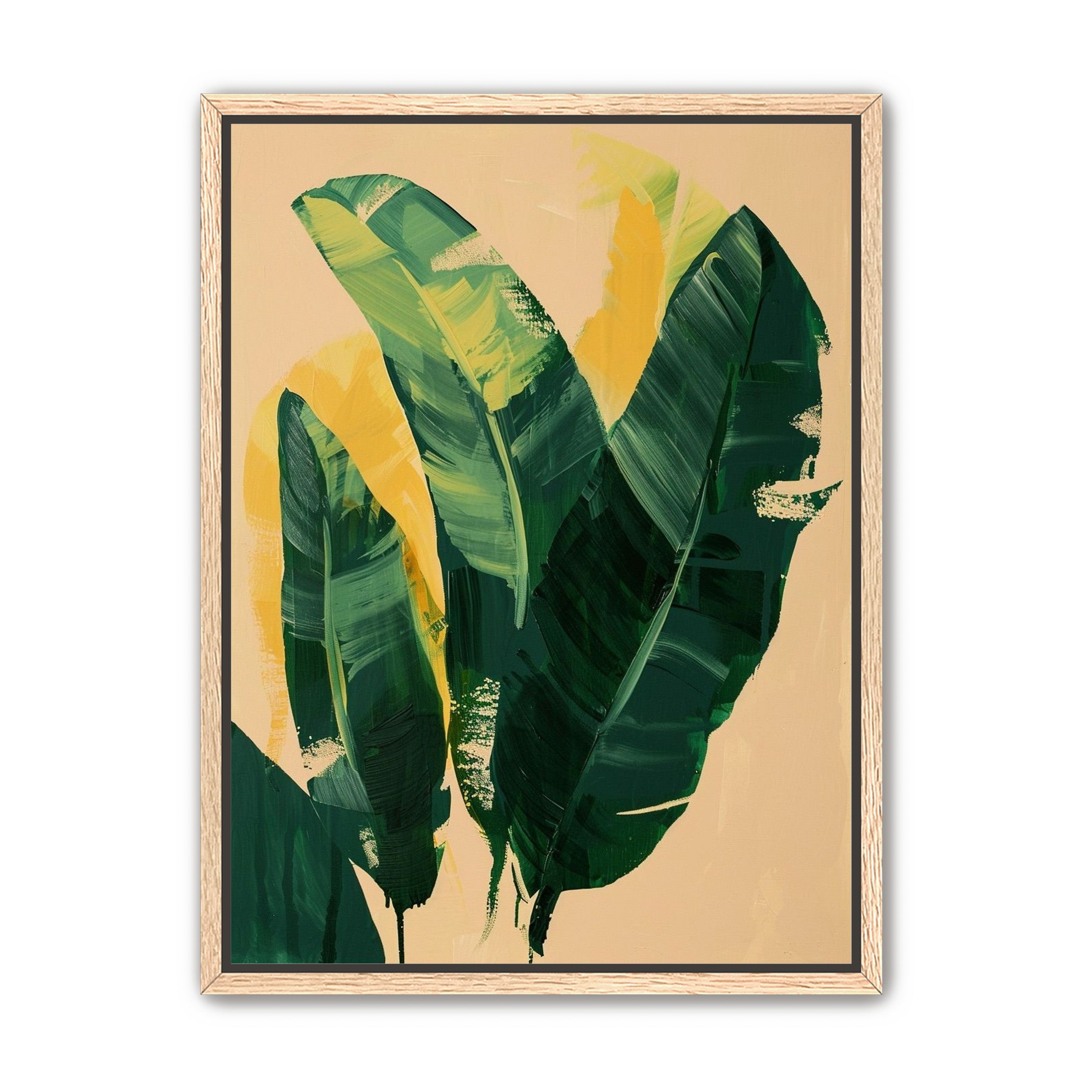 Green leaves in warm haze