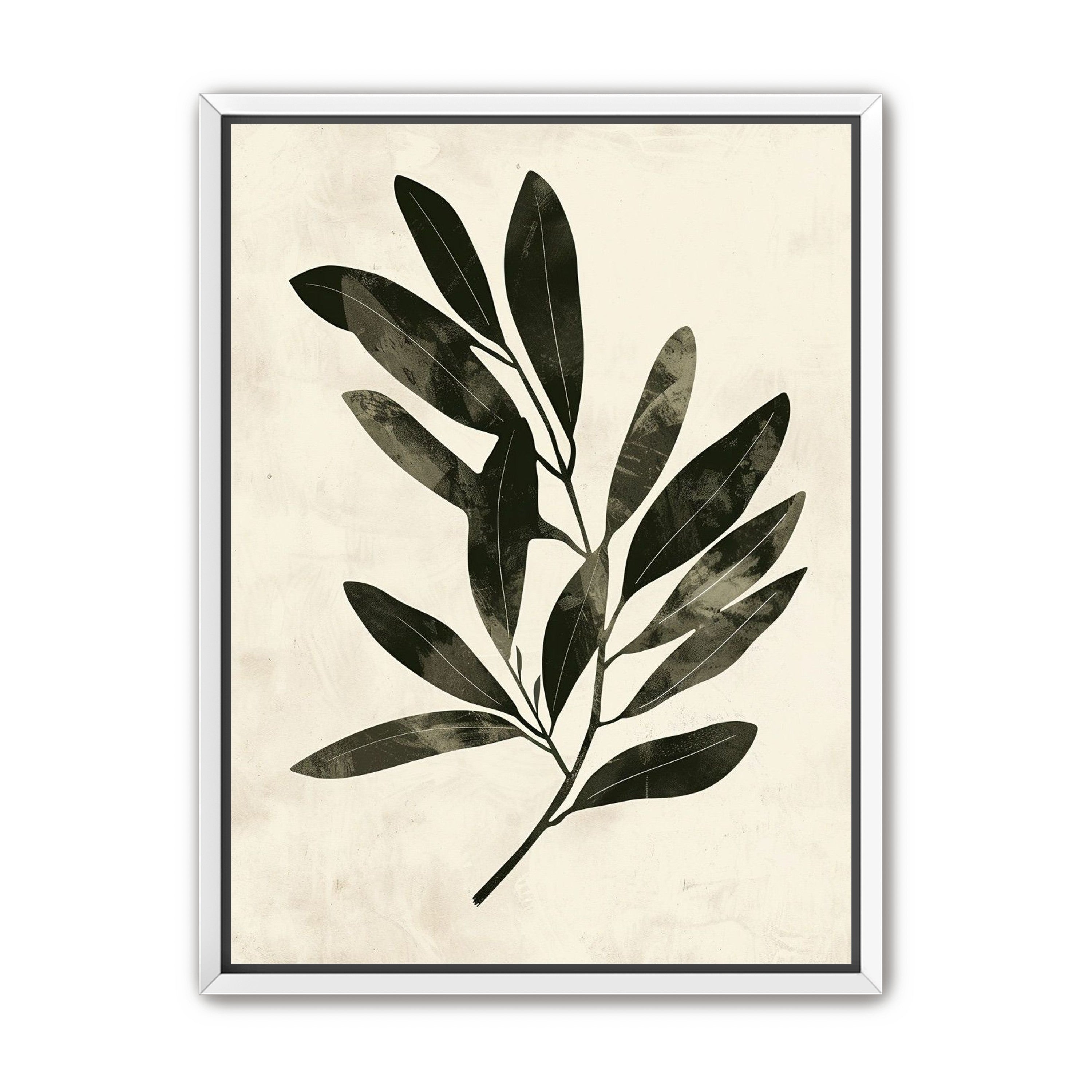 Charcoal leaves on ivory paper