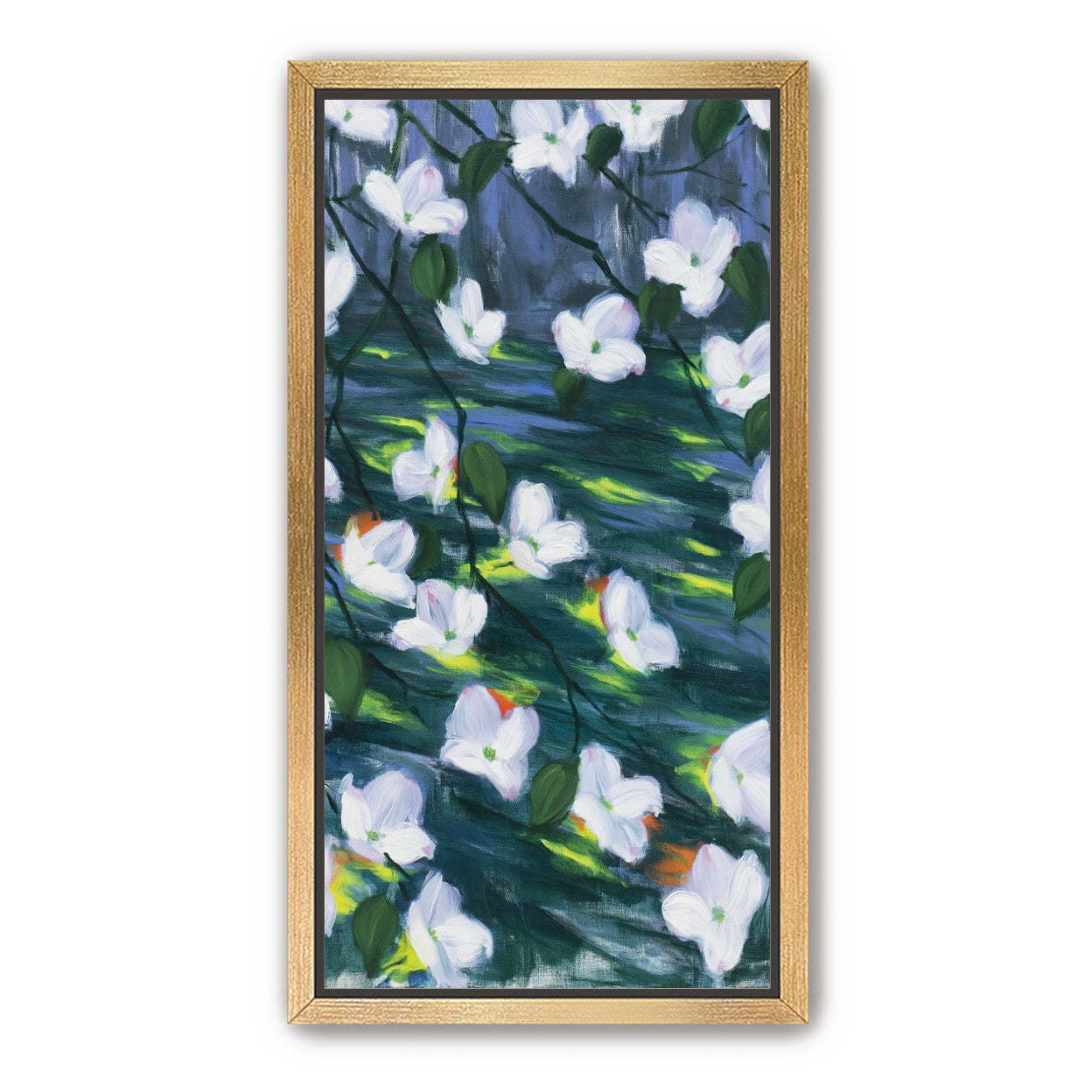 White blossoms on dark water