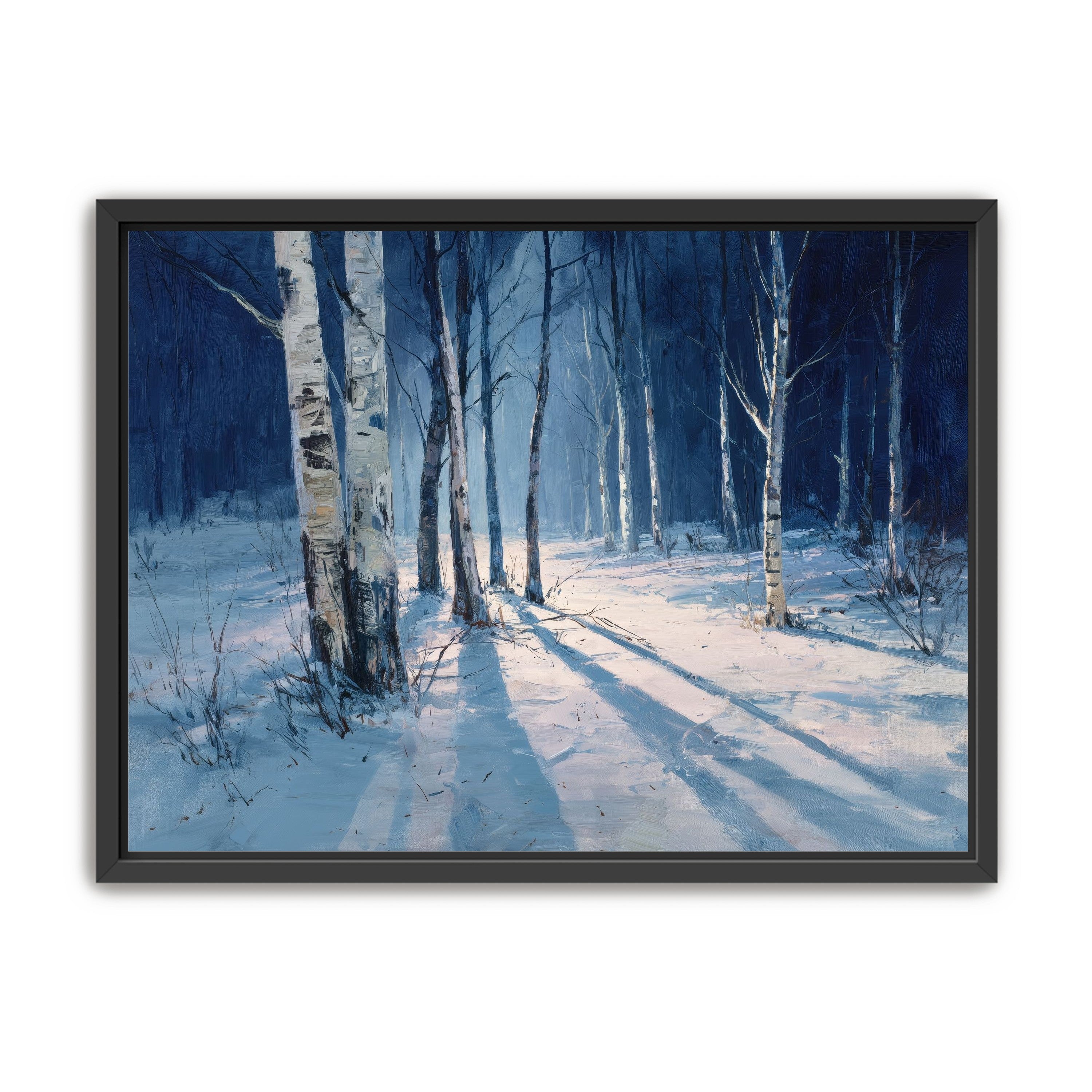 Snow Shadows Between Trunks
