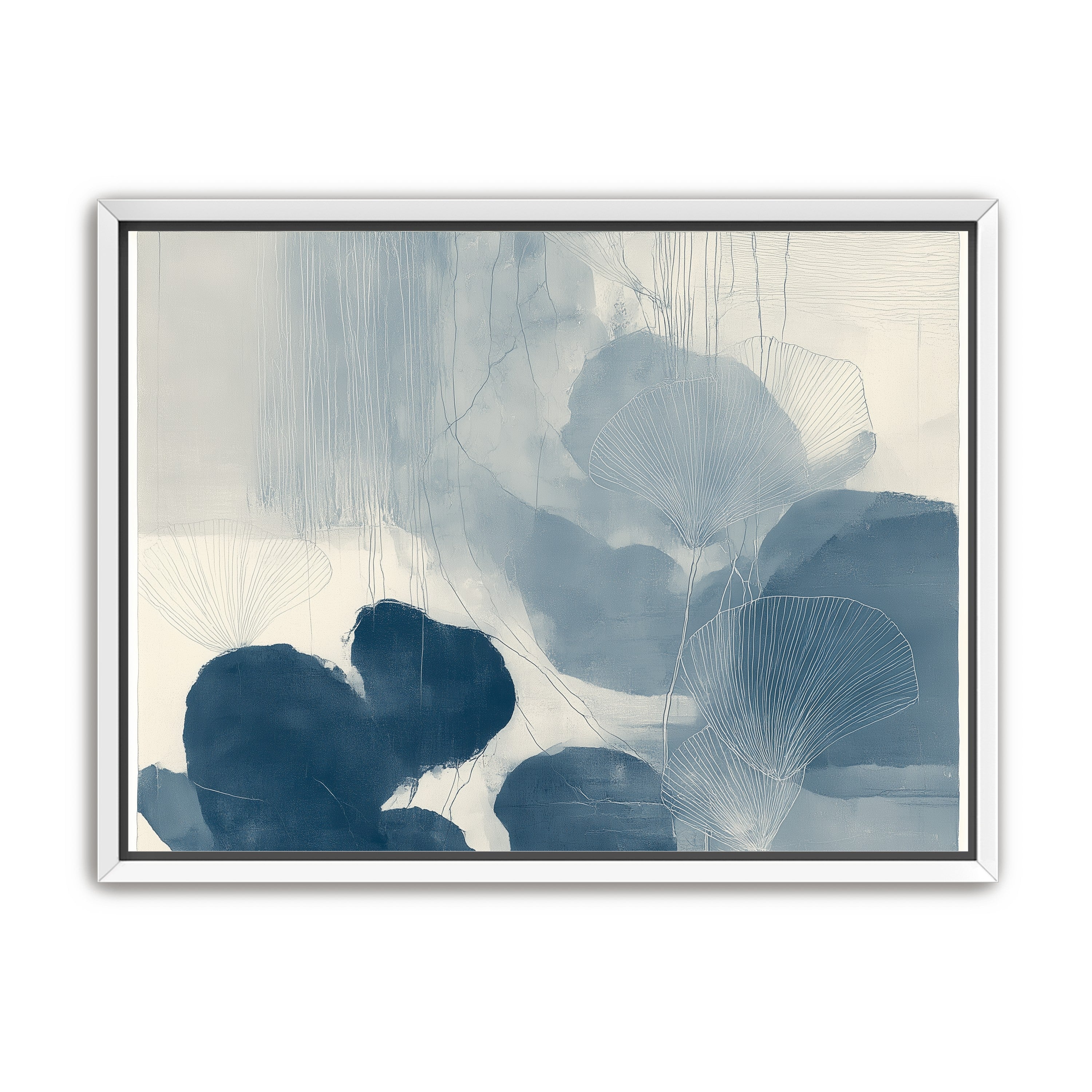 Fan leaves in blue wash
