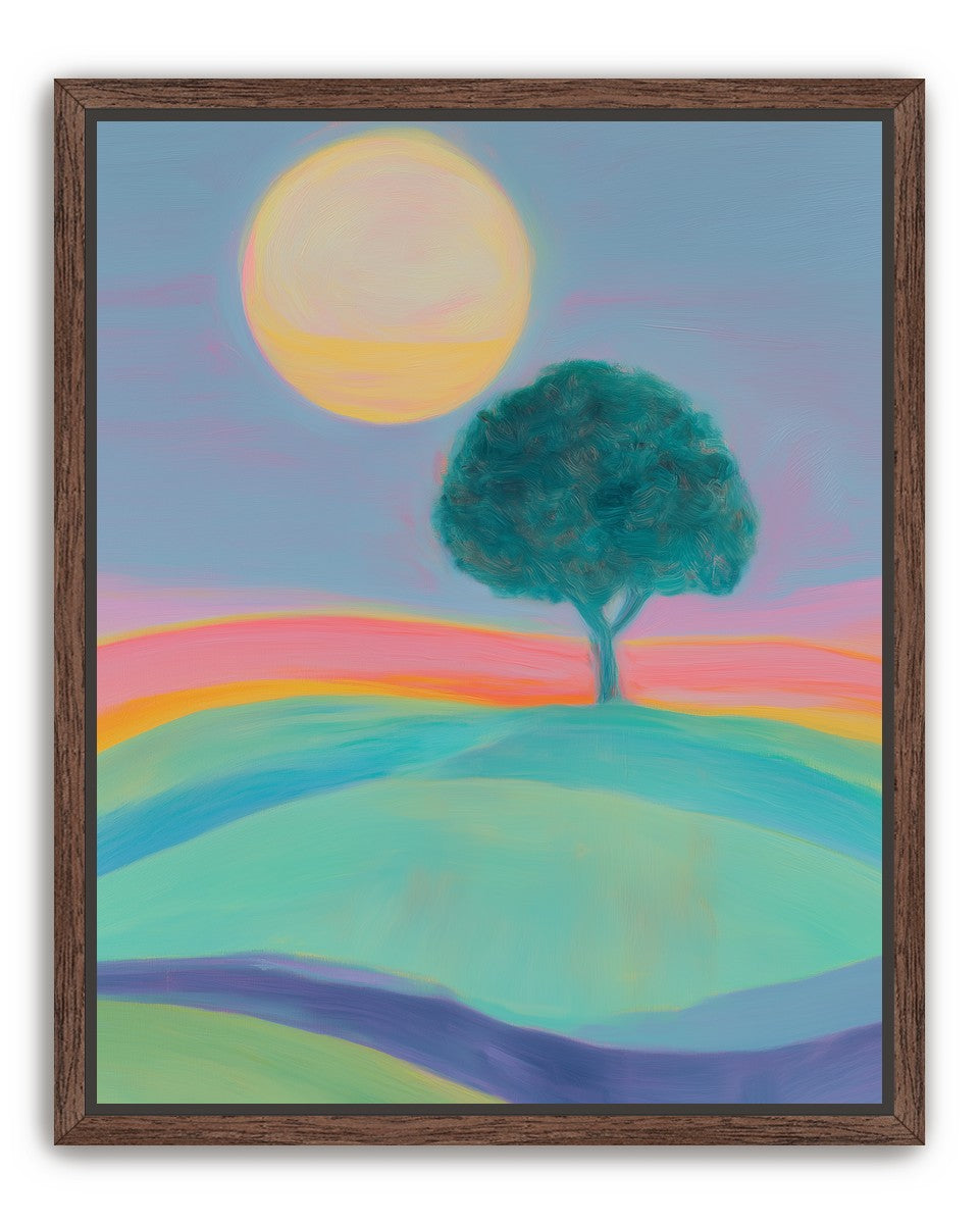 The sun behind the tree