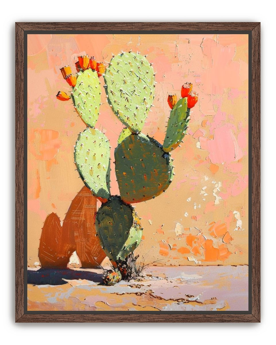 Prickly pear in sunlit plaster
