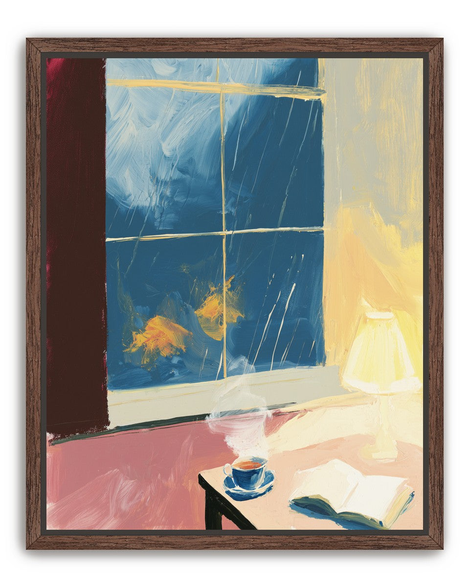 Lamplight on the rainy window