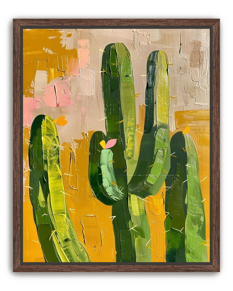 Cactus forms within ochre field