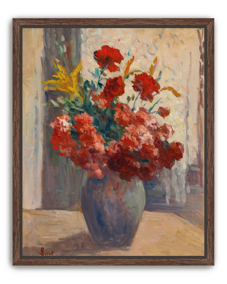 Flowers within a tall vase