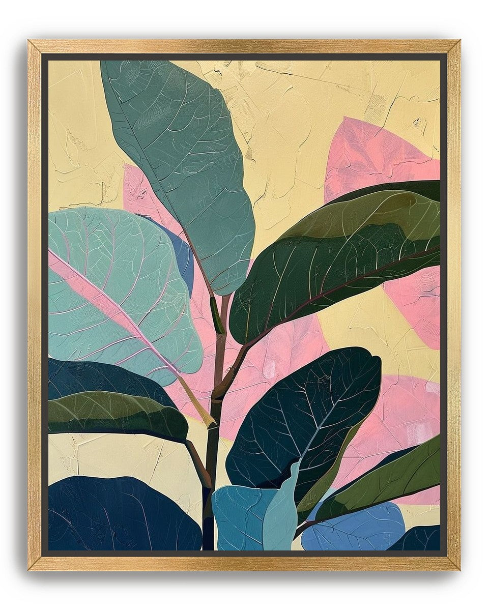 Leaves leaning into pink light